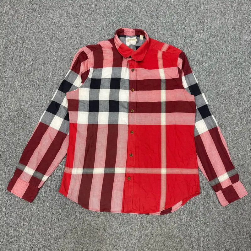 Burberry Burberry Red Long Sleeve Men's Shirt Size US L / EU 52-54 / 3 - 1 Thumbnail