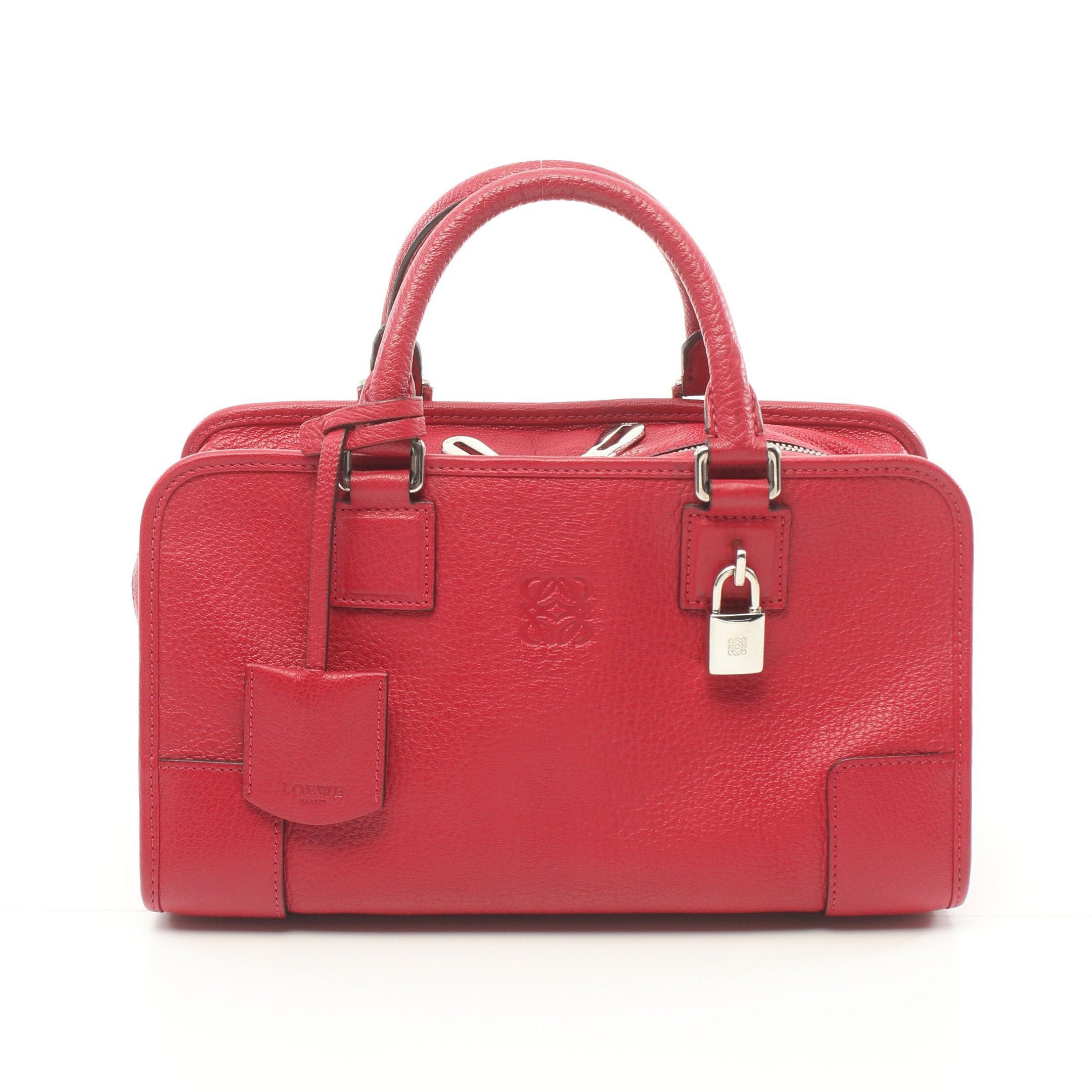 image of Loewe Amazona28 Handbag Leather Pink Red, Women's