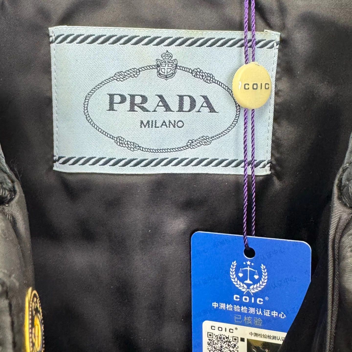 Prada Prada checkered lambskin cotton coat with triangular logo Size S / US 4 / IT 40 - 5 Thumbnail