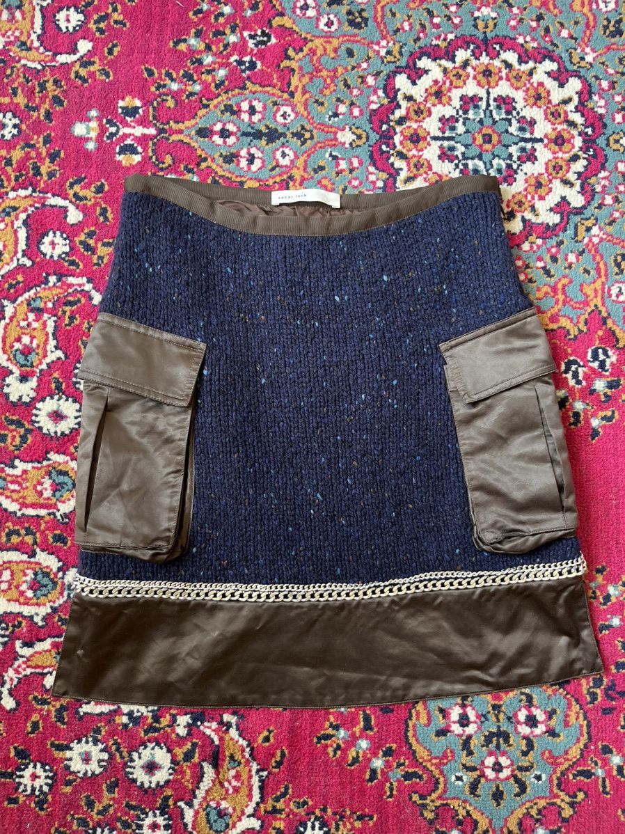 Sacai Sacai Luck , Knit skirt with lining and chain detail Size 26" / US 2 / IT 38 - 1 Thumbnail