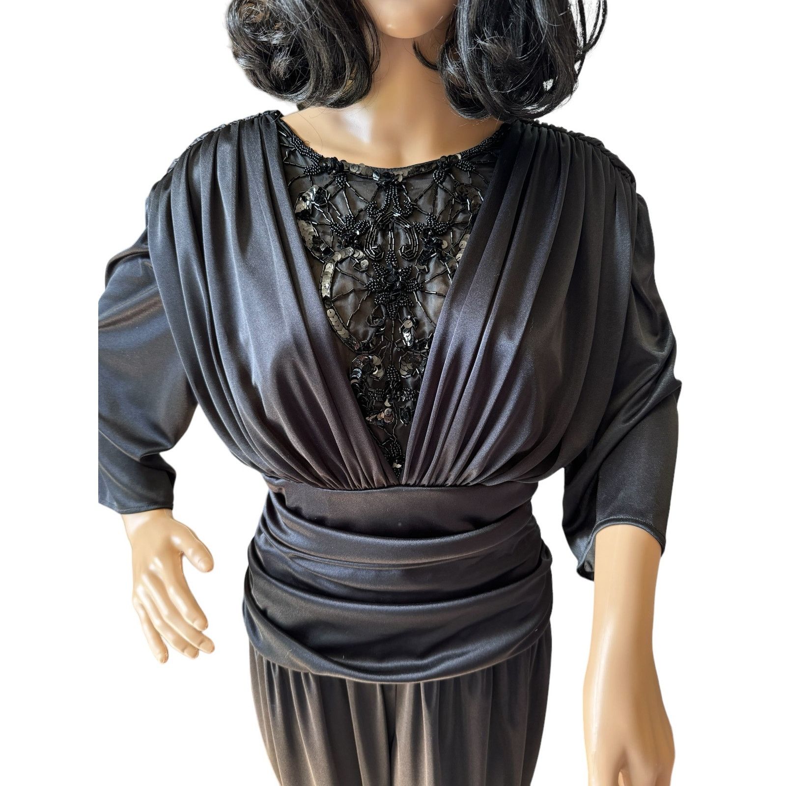 Vintage American VTG Abby Kent Black Beaded Jumpsuit small to medium Size 30" / US 8 / IT 44 - 1 Thumbnail