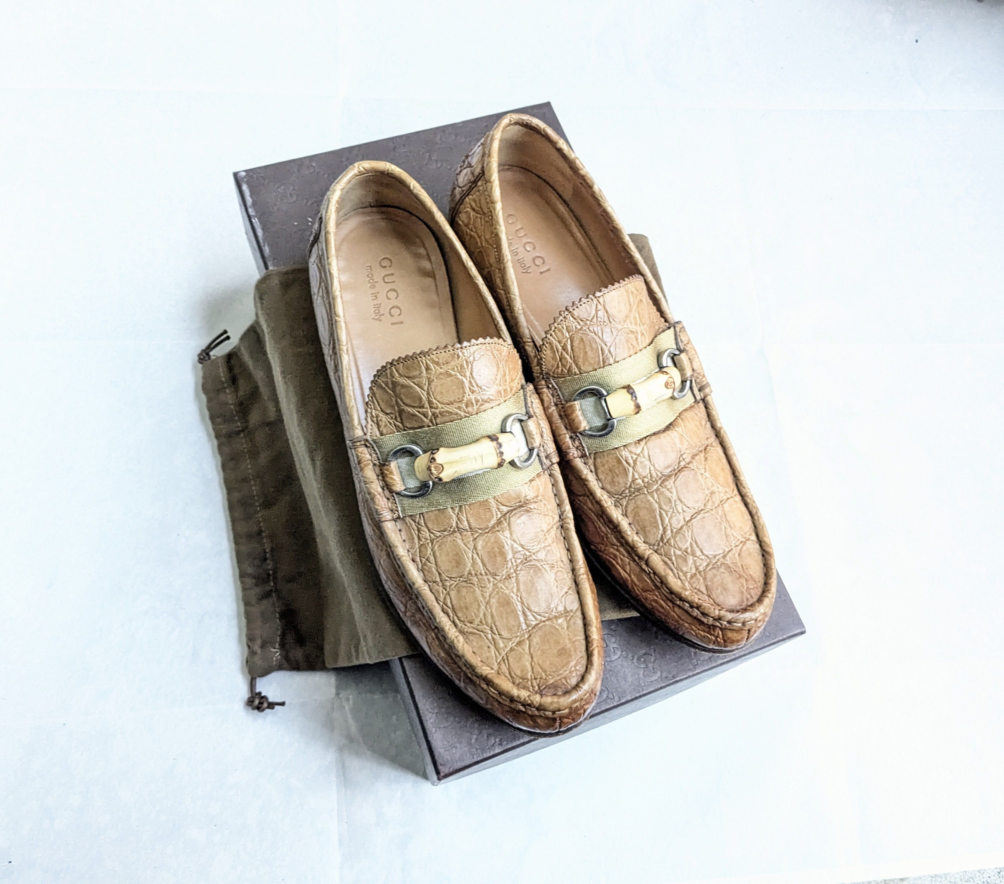 Gucci Gucci Horsebit Loafers Brown Crocodile Bamboo Size US 9 / EU 42 - 1 Thumbnail