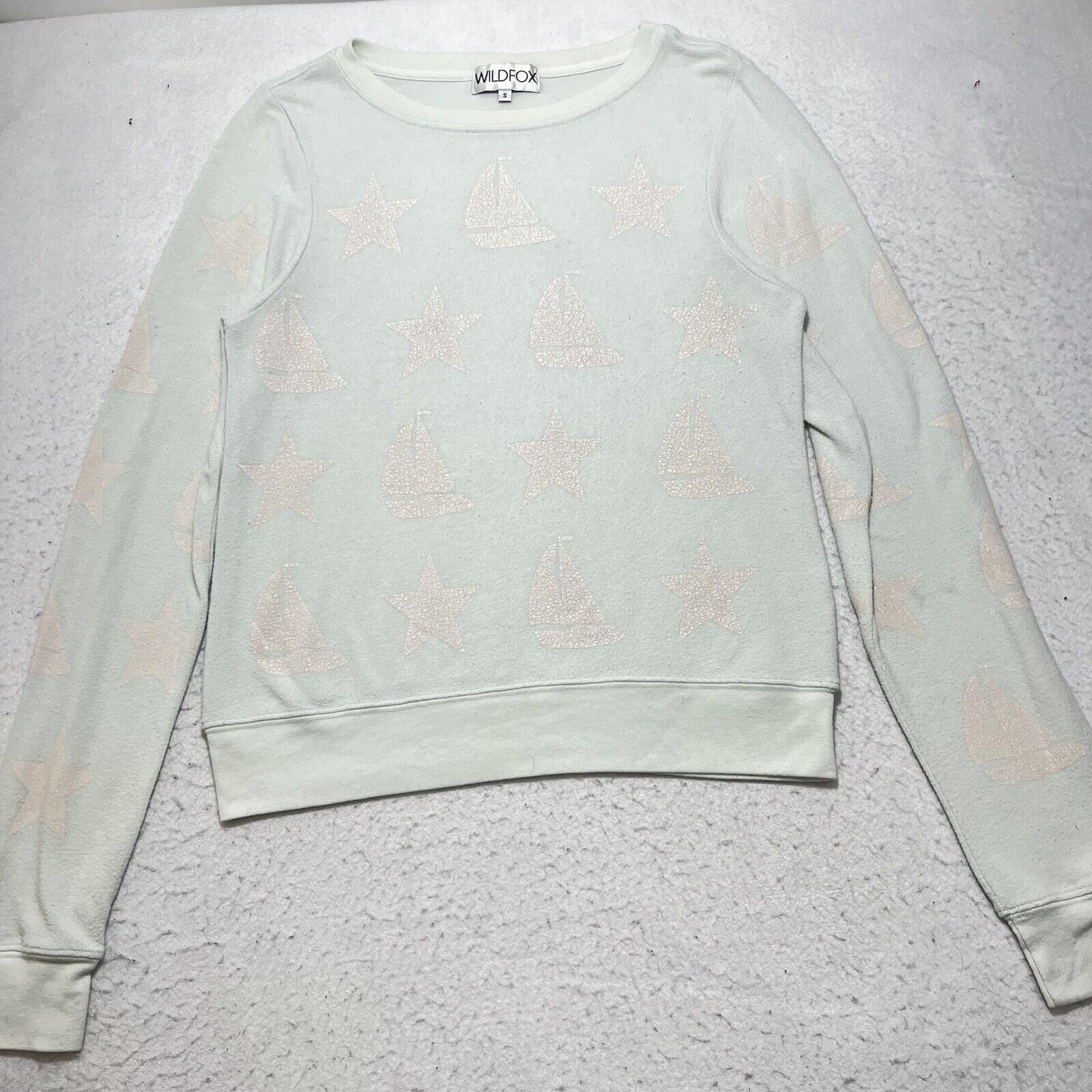 Wildfox WildFox Crewneck Pullover Boats + Stars Blue Sweatshirt Top Size S / US 4 / IT 40 - 1 Thumbnail