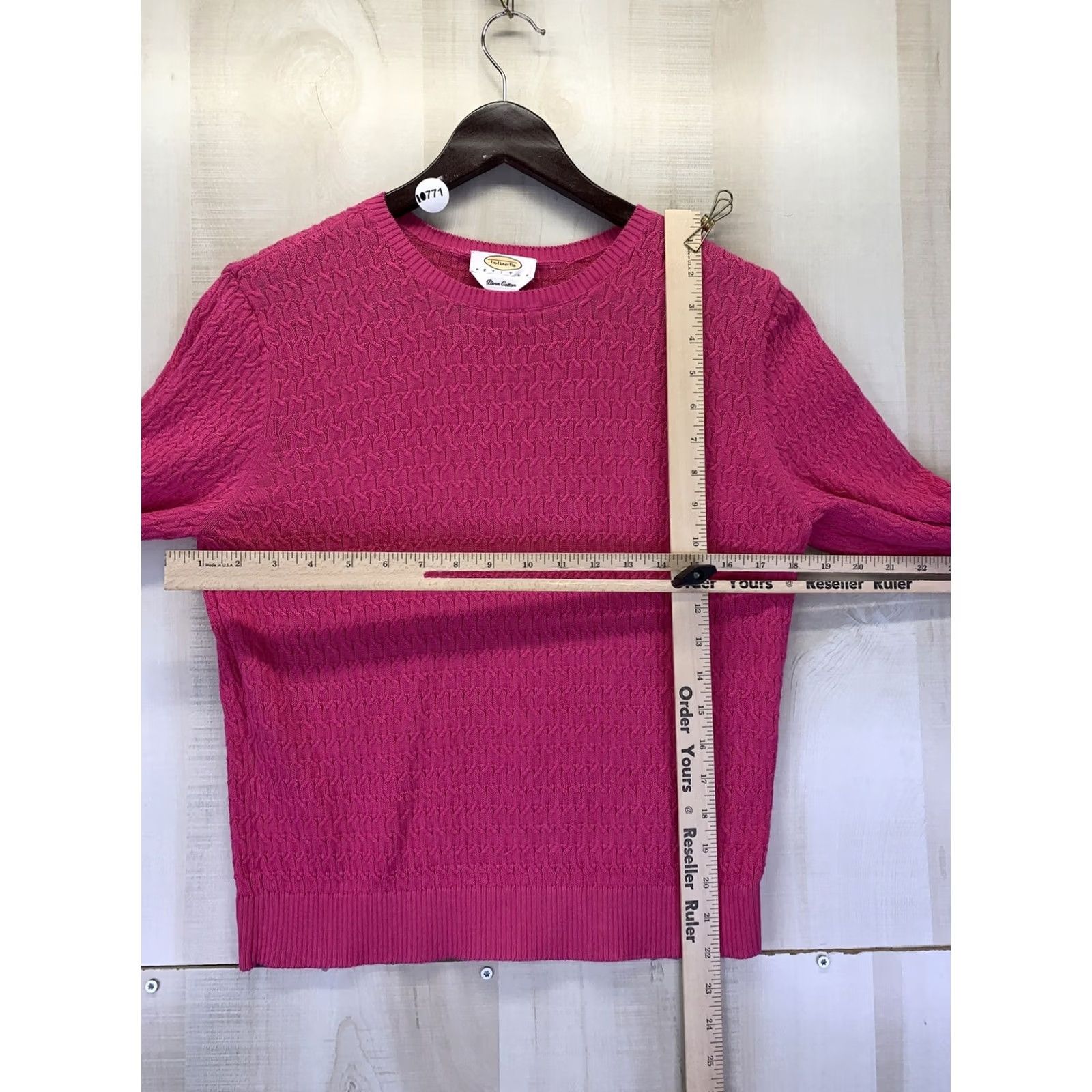 Talbots VINTAGE Talbots 100% Pima Cotton Pink Petite Knit Woman’s Sweater PL-10771 Size L / US 10 / IT 46 - 3 Thumbnail