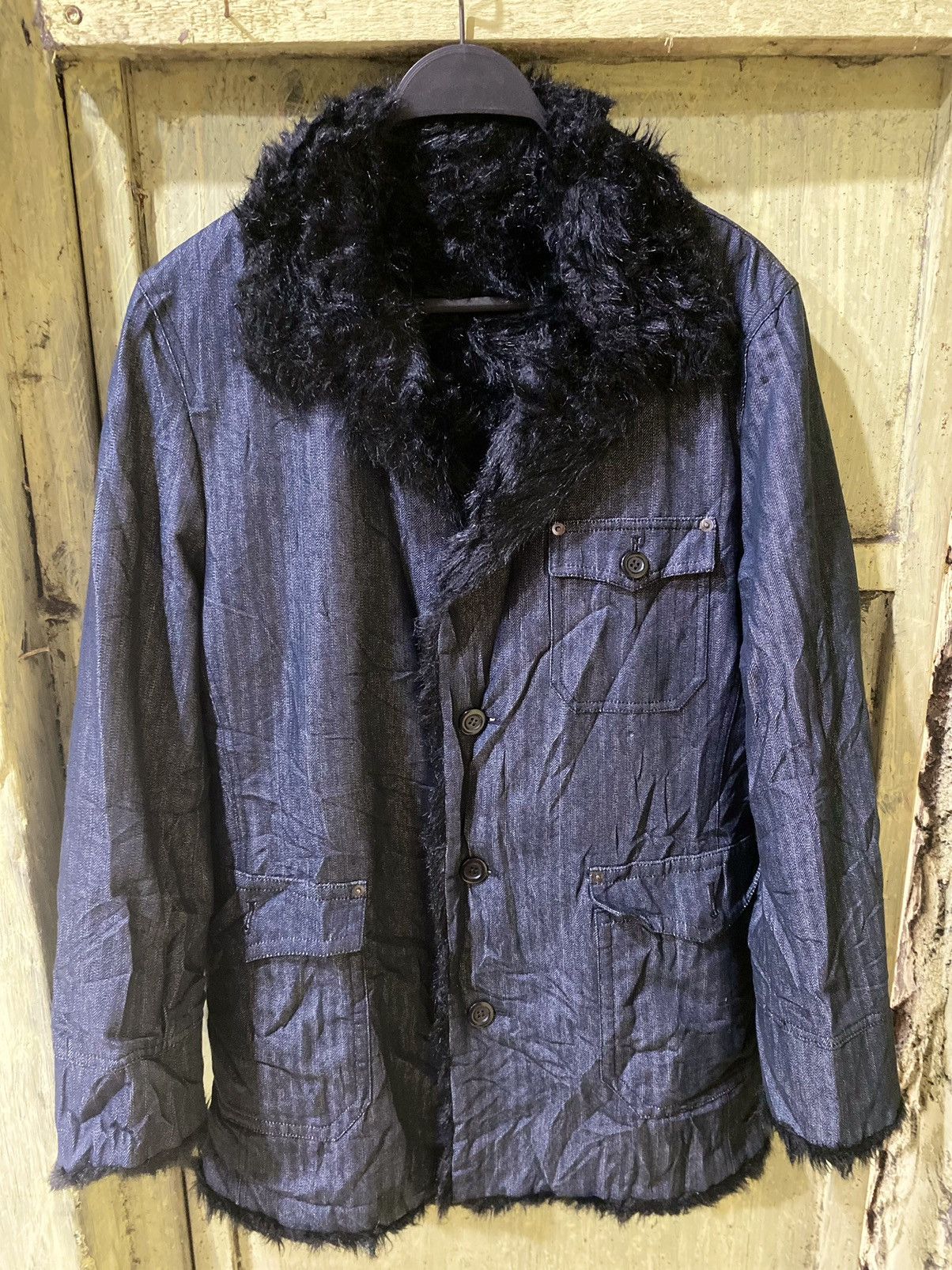 Comme des Garcons × Japanese Brand comme ca ism fur coat denim jaket Size US L / EU 52-54 / 3 - 1 Thumbnail