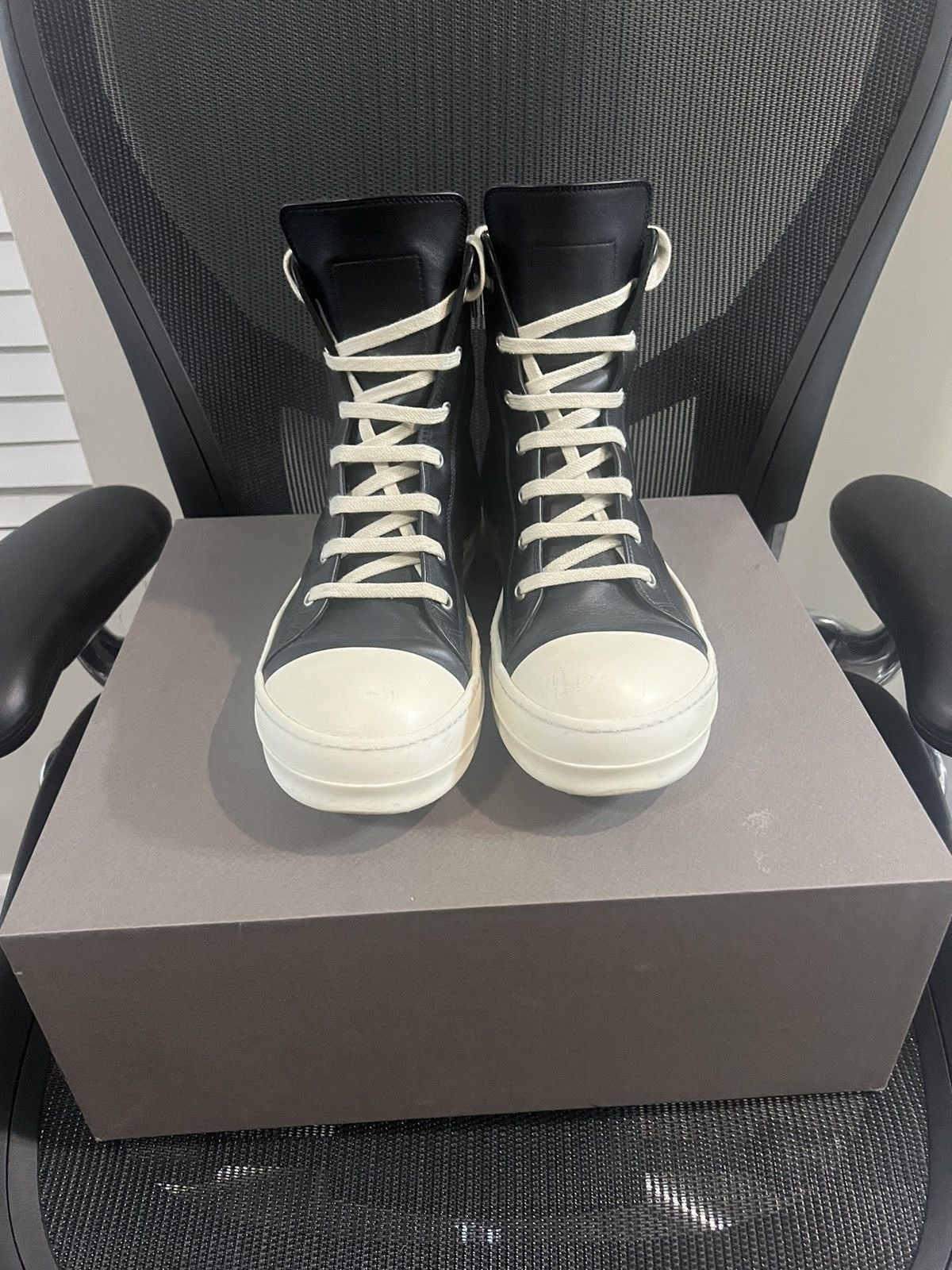 Rick Owens Mainline Leather Ramones High Top Black Size US 9 / EU 42 - 3 Thumbnail