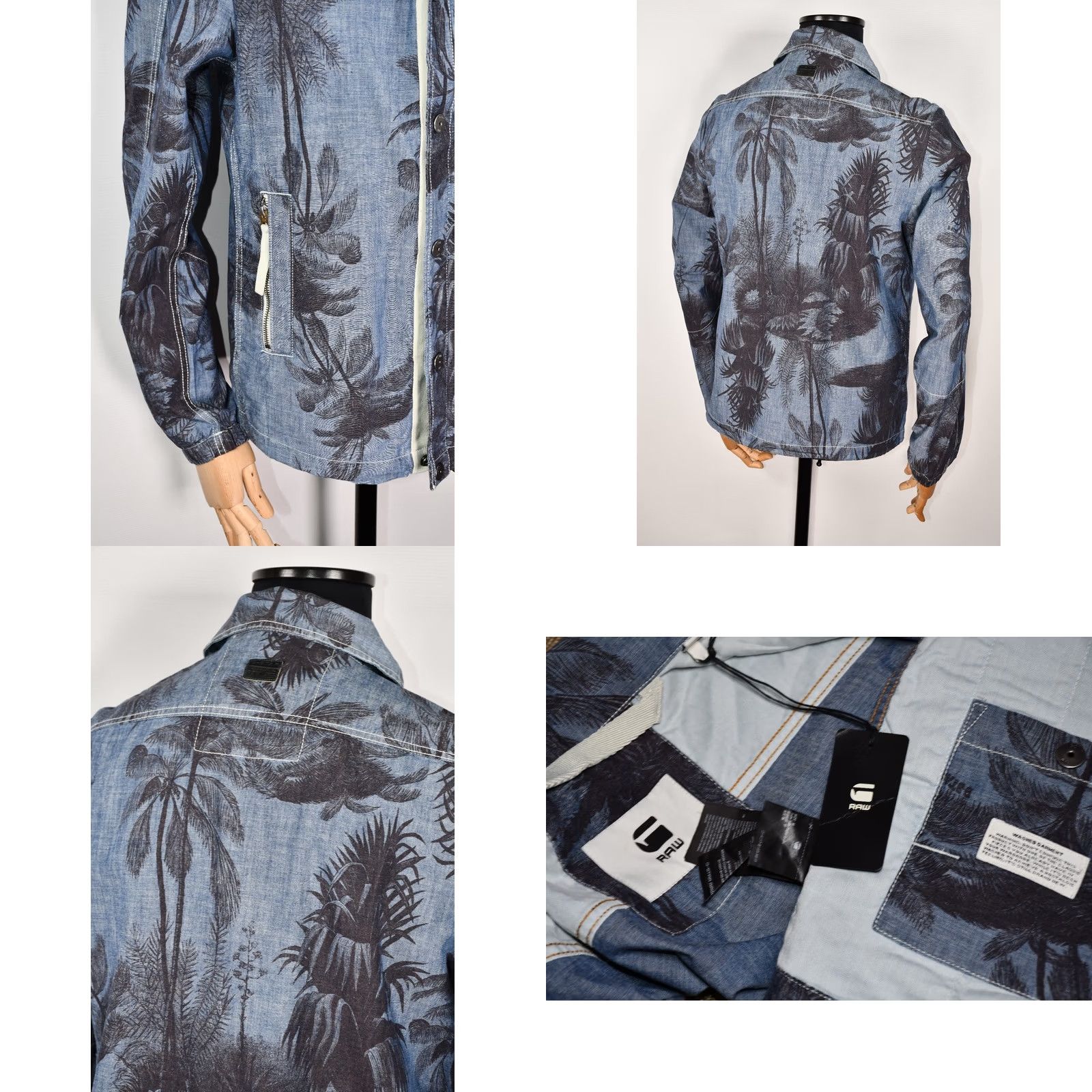 G-Star G-Star MESON COACH OVERSHIRT Chambray Flax Jacket Men's M Blue Floral Logo Chest/Armpit 53 cm 67 cm 68 cm - New - Regular Fit Size US M / EU 48-50 / 2 - 8 Thumbnail