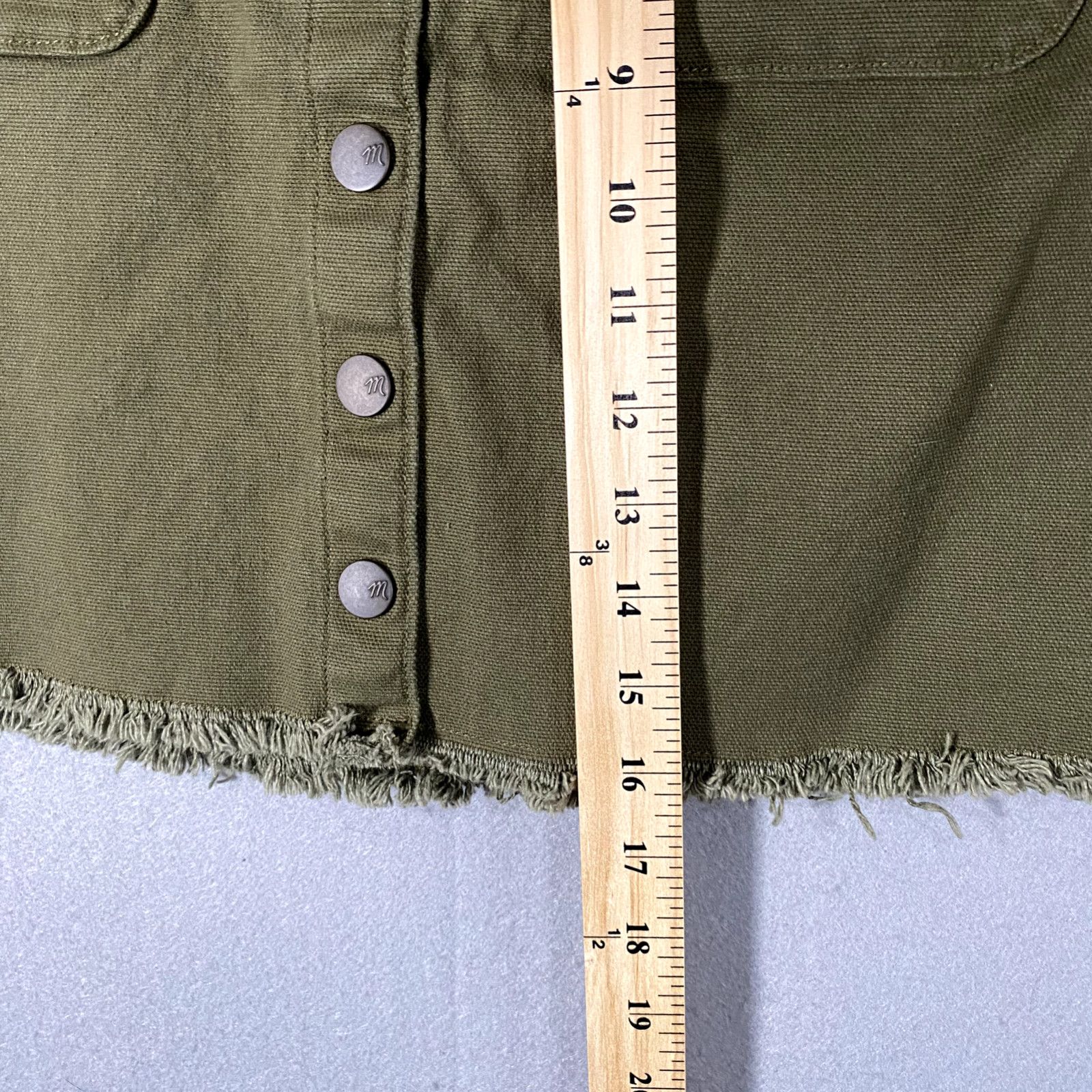 Madewell Madewell A Line Mini Button Up Raw Hem Green Skirt Womans 2 Size 26" / US 2 / IT 38 - 10 Thumbnail