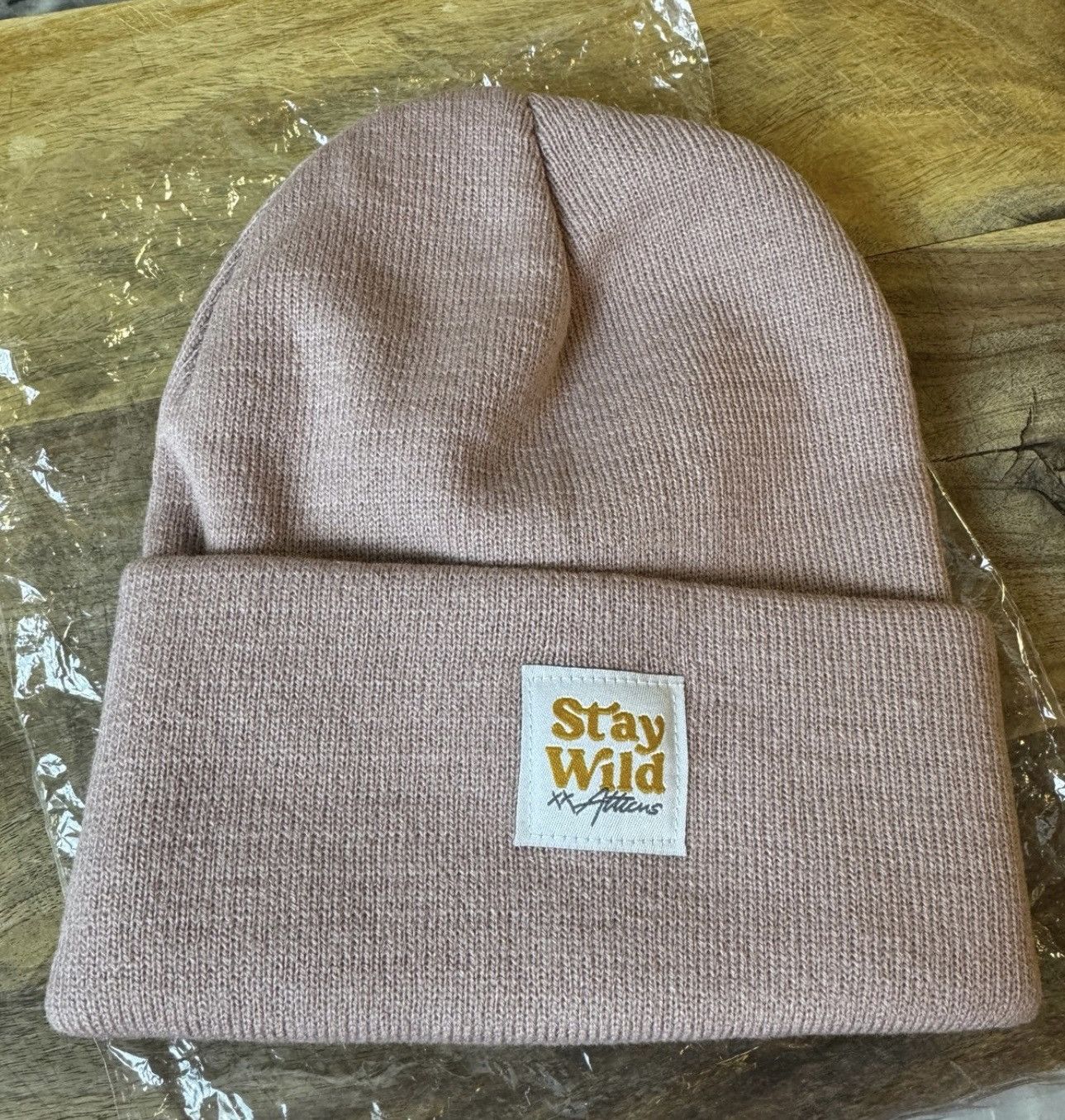 Other New Atticus “Stay Wild” Beanie Mauve/Pale Pink One Size Size ONE SIZE - 4 Thumbnail