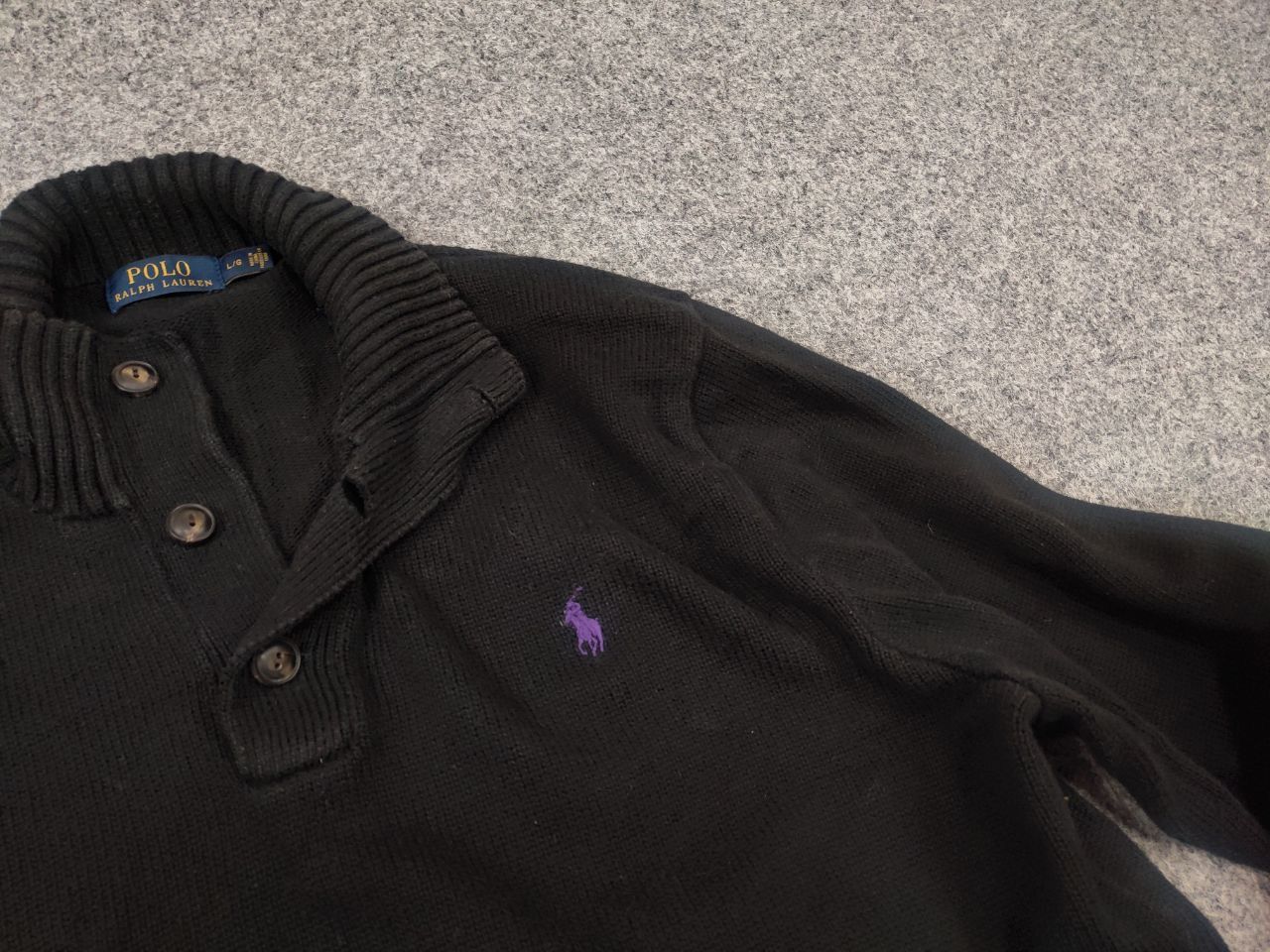 Polo Ralph Lauren Vintage Polo Ralph Lauren Black Cotton Knit Sweater Button Size US L / EU 52-54 / 3 - 6 Thumbnail