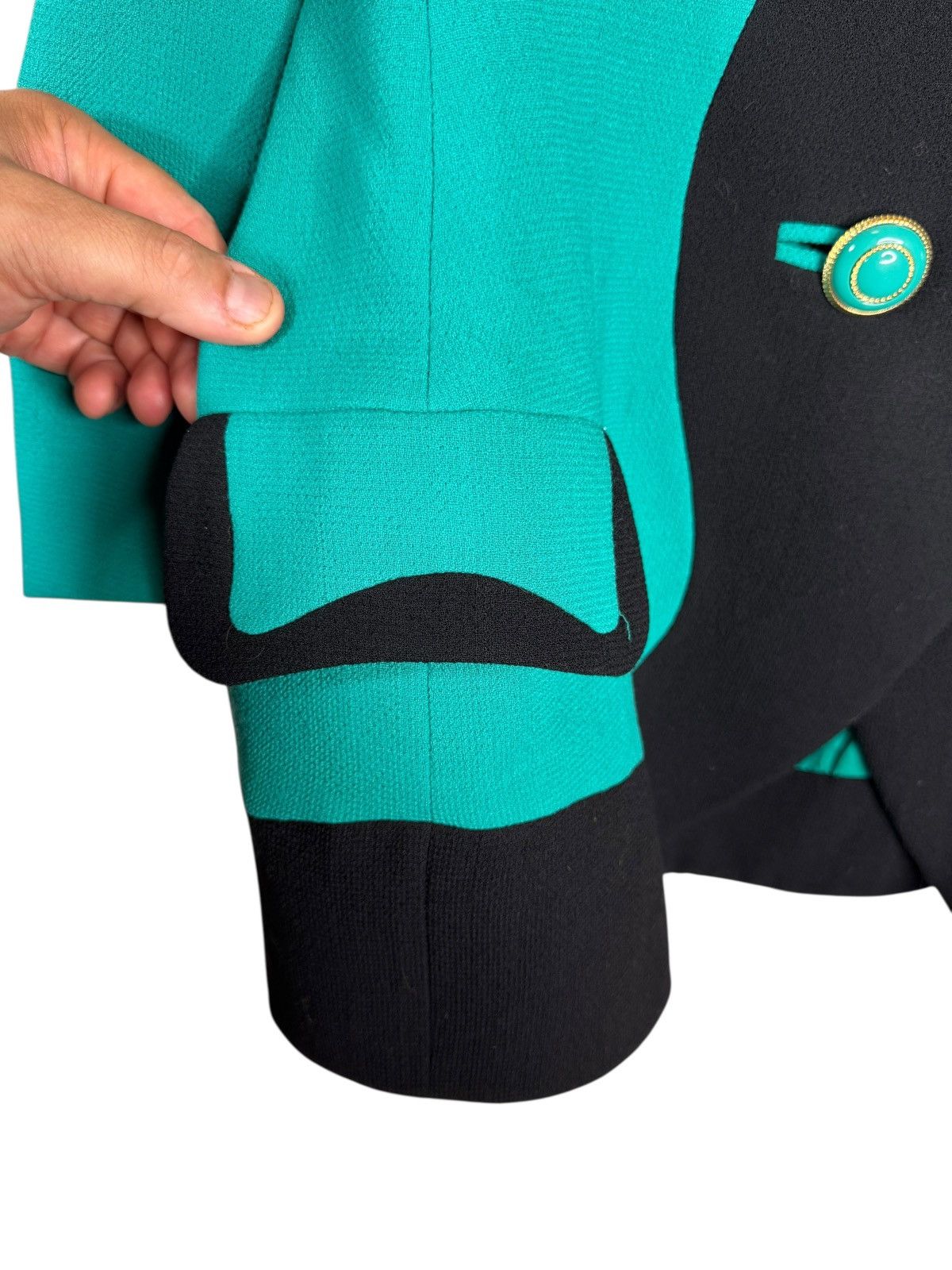 Versace Gianni Versace Couture Turquoise Black Wool Blazer Size M / US 6-8 / IT 42-44 - 5 Thumbnail