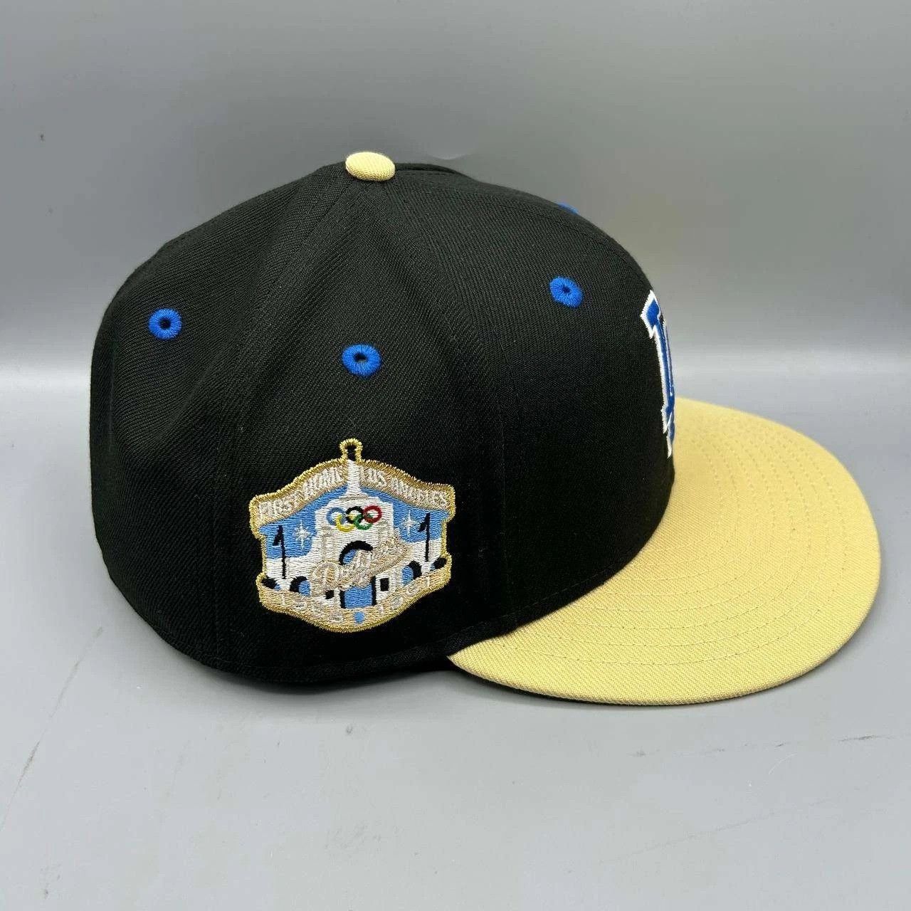 New Era Los Angeles LA Dodgers Hat Men 7 3/8 Black Yellow MLB Fitted Size ONE SIZE - 7 Thumbnail