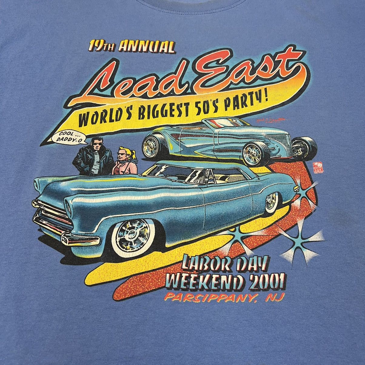 Anvil × Vintage VTG Car Tee Anvil Shirt Blue Hot Rod Classic Custom Graphic Size US XL / EU 56 / 4 - 2 Thumbnail