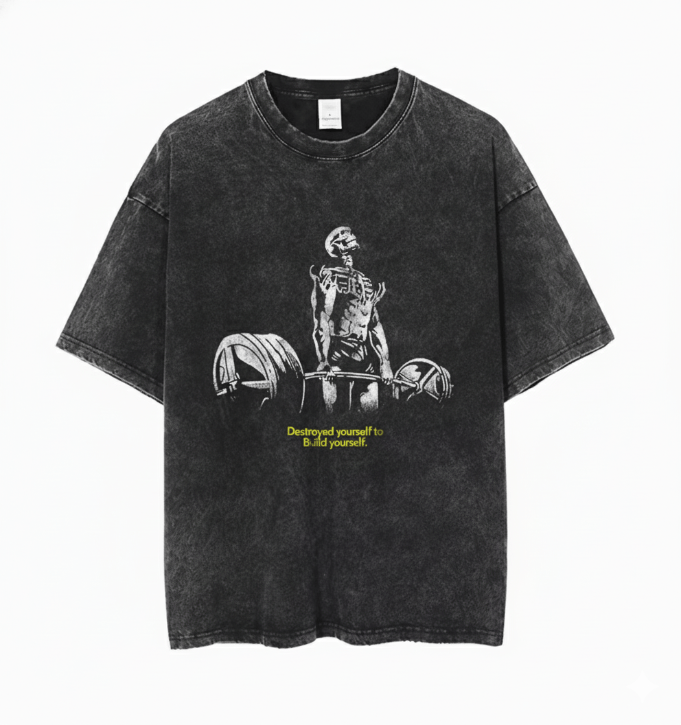 Other Y2K Streetwear Skeleton Gym Quote Print Washed T-Shirt Size US M / EU 48-50 / 2 - 1 Thumbnail