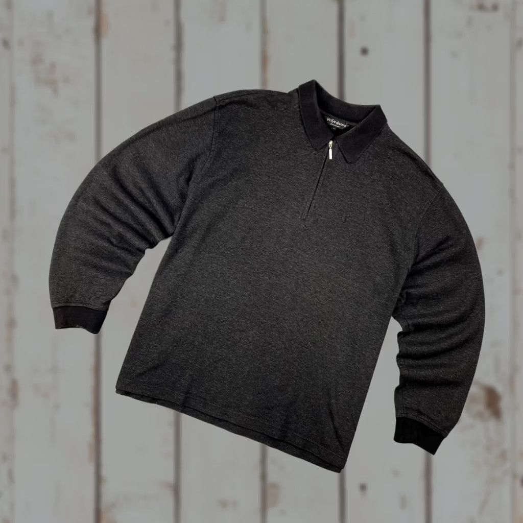 Yves Saint Laurent VINTAGE Yves Saint Laurent Polo Sweatshirt YSL Men Size L Black Sweatshirt Polo 1/4 Zip Logo Size US L / EU 52-54 / 3 - 1 Thumbnail