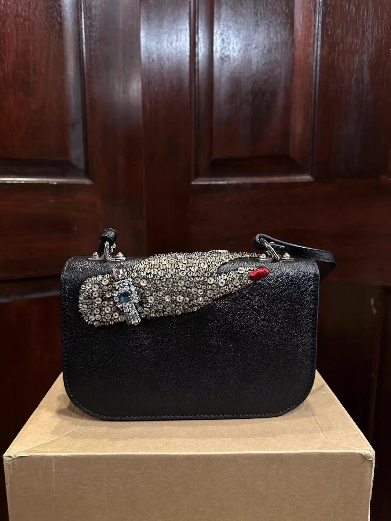 Alexander McQueen Alexander McQueen 16FW Black Full‑Crystal Crossbody Bag Ｑ25 Size ONE SIZE - 3 Thumbnail
