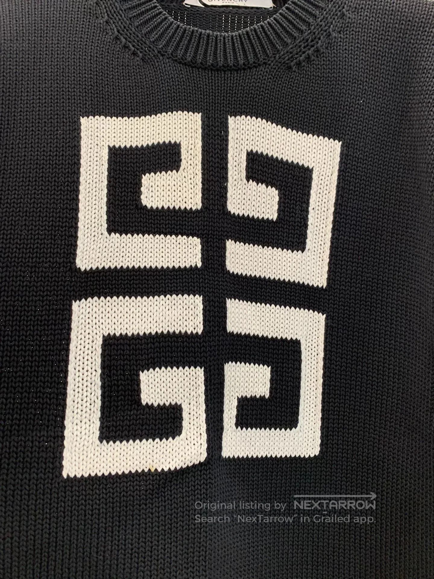 Givenchy Givenchy Black Distressed Logo Knit Sweater. Size US M / EU 48-50 / 2 - 5 Thumbnail