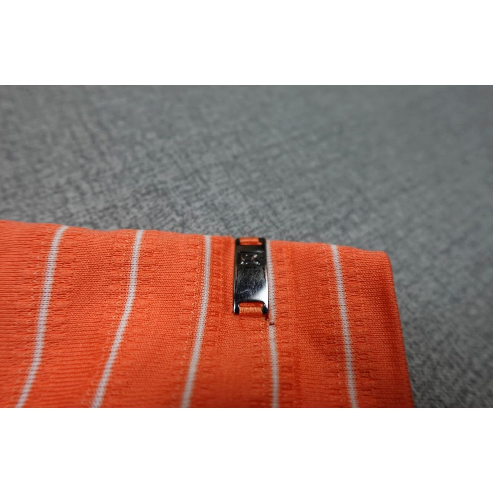 Nike Vintage Nike Tiger Wood Collection Polo Mens Large Orange Striped Knit Cotton Golf Shirt Size US L / EU 52-54 / 3 - 2 Thumbnail