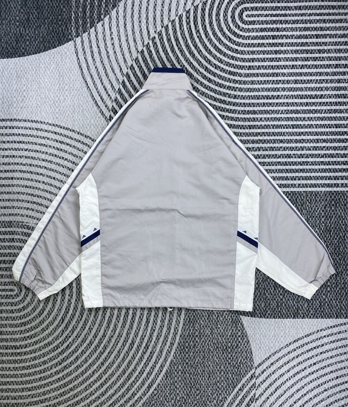 Adidas Vintage 90s Adidas Striped Light Grey Zipper Jacket Size US L / EU 52-54 / 3 - 2 Thumbnail