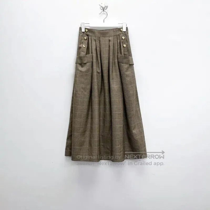 Miu Miu Miu Miu Khaki Check Wool Long Skirt . Size 23" - 1 Thumbnail