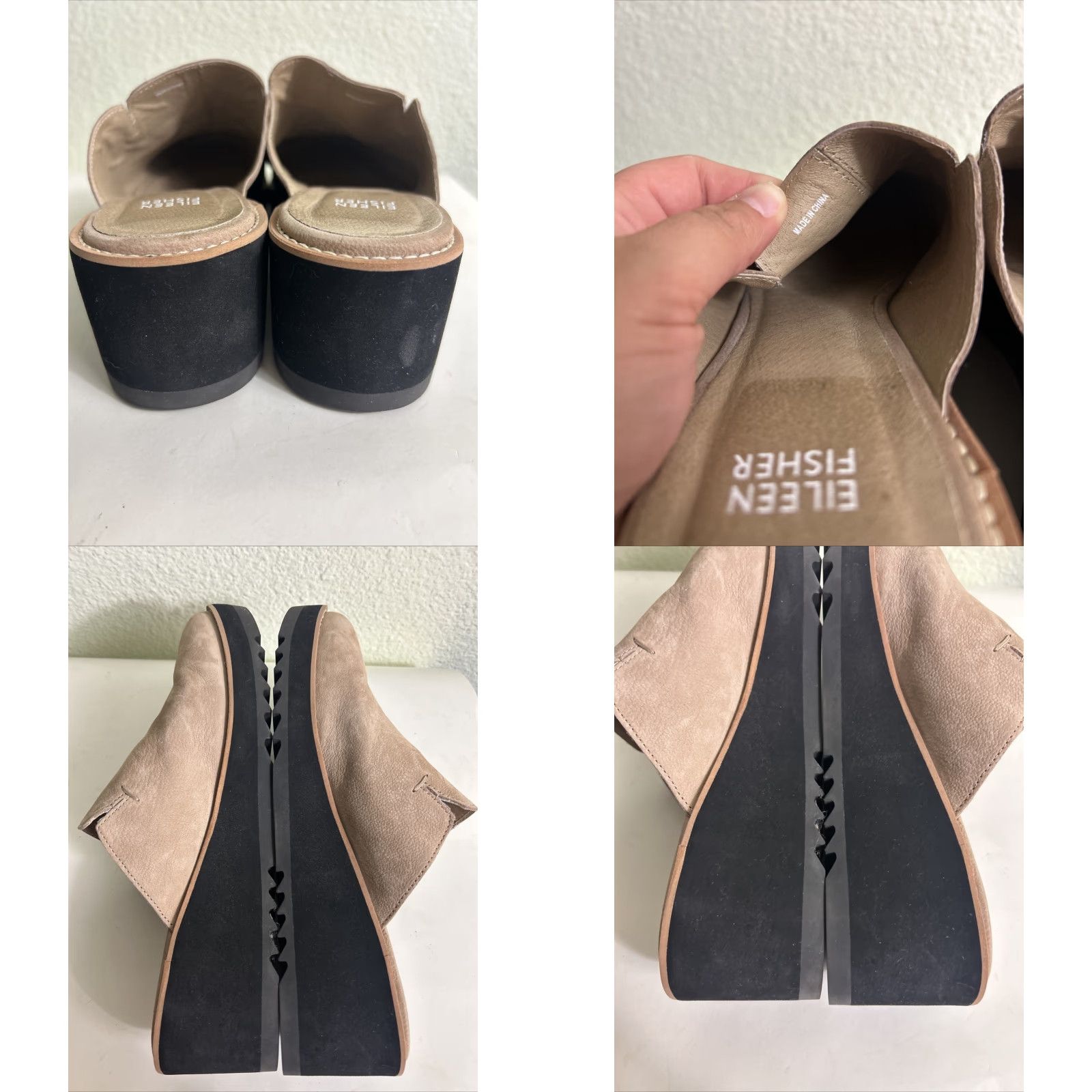 Eileen Fisher Eileen Fisher Loti Tumbled Nubuck Wedge Mule Slip On Shoes Tan Women Size 10 Mules Size US 10 / IT 40 - 9 Thumbnail