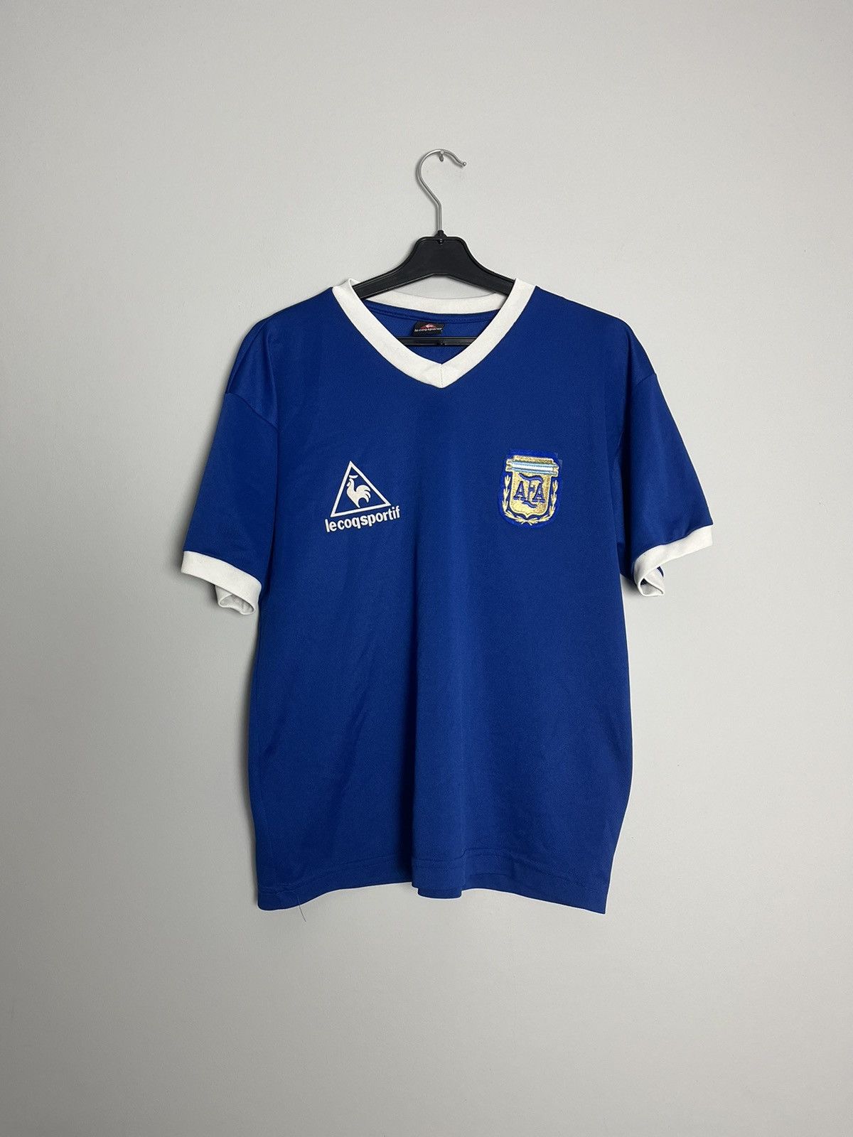 image of Le Coq Sportif x Soccer Jersey Argentina Away World Cup 1986 Jersey Football Tshirt in Blue (Size M