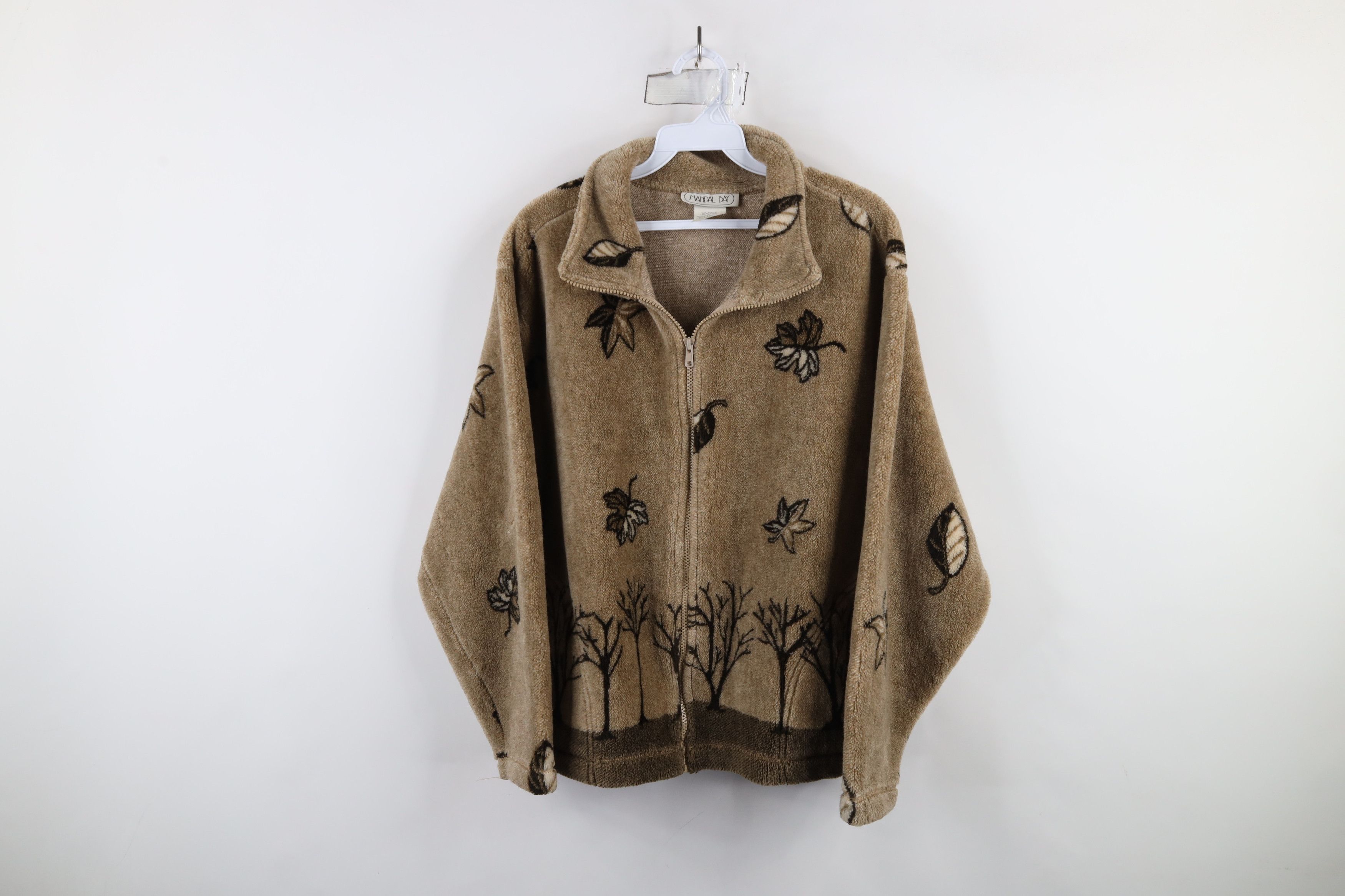 Vintage Vintage 90s Streetwear Tree All Over Print Fleece Jacket USA Size L / US 10 / IT 46 - 1 Thumbnail
