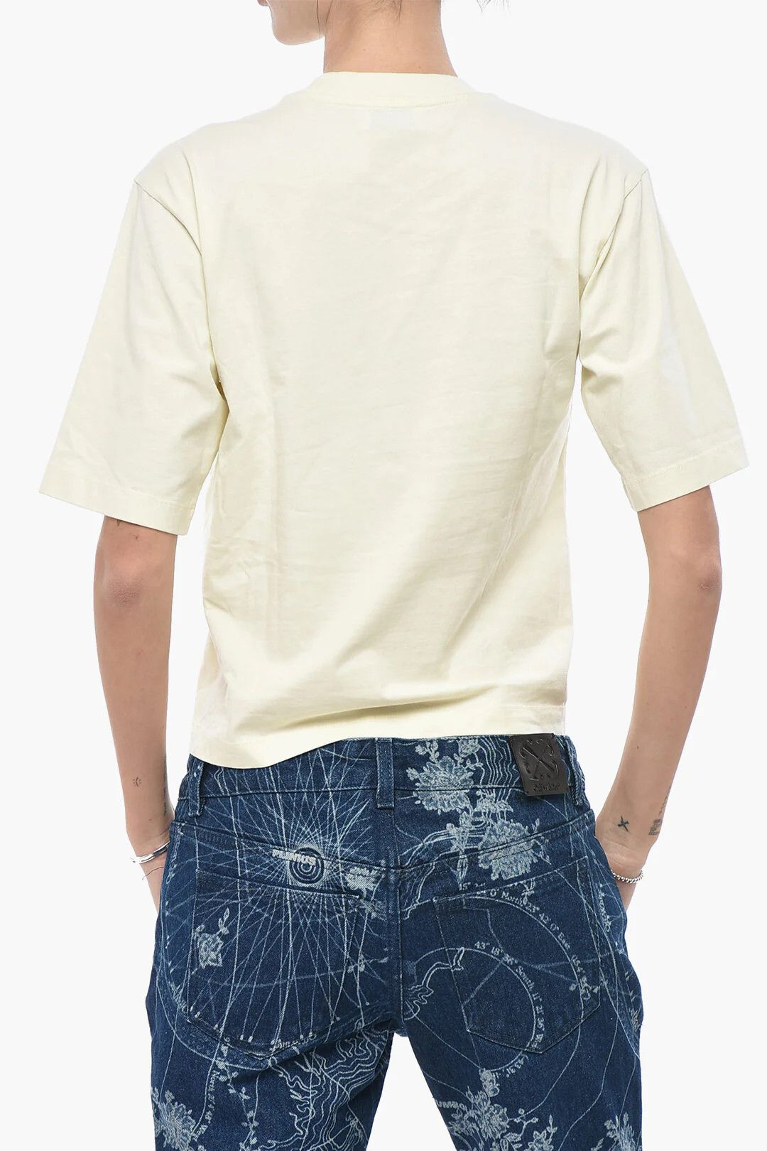 Off-White og1mm0426 Cotton Cropped Fit T-Shirt in Yellow Size XS / US 0-2 / IT 36-38 - 2 Thumbnail