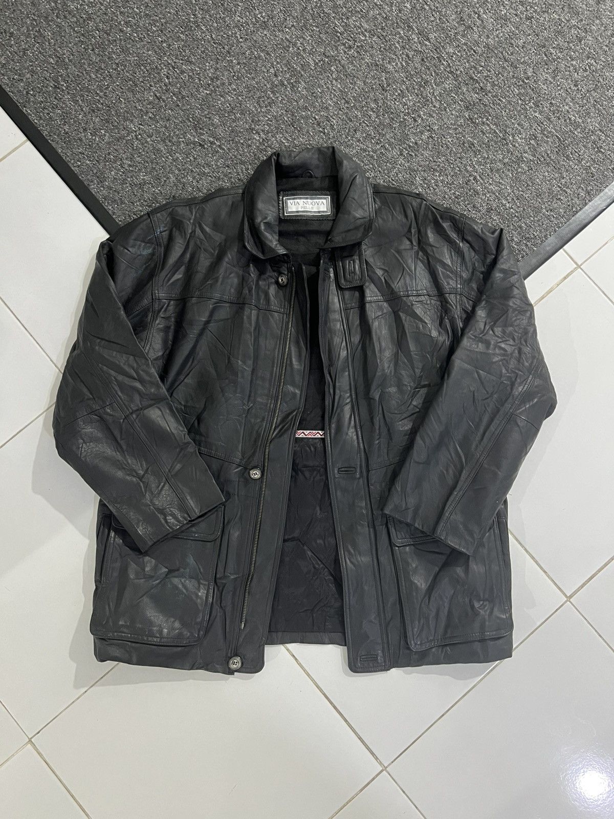 Genuine Leather VIA NUOVA PELLE COWSKIN LEATHER JACKET Size US XL / EU 56 / 4 - 3 Thumbnail