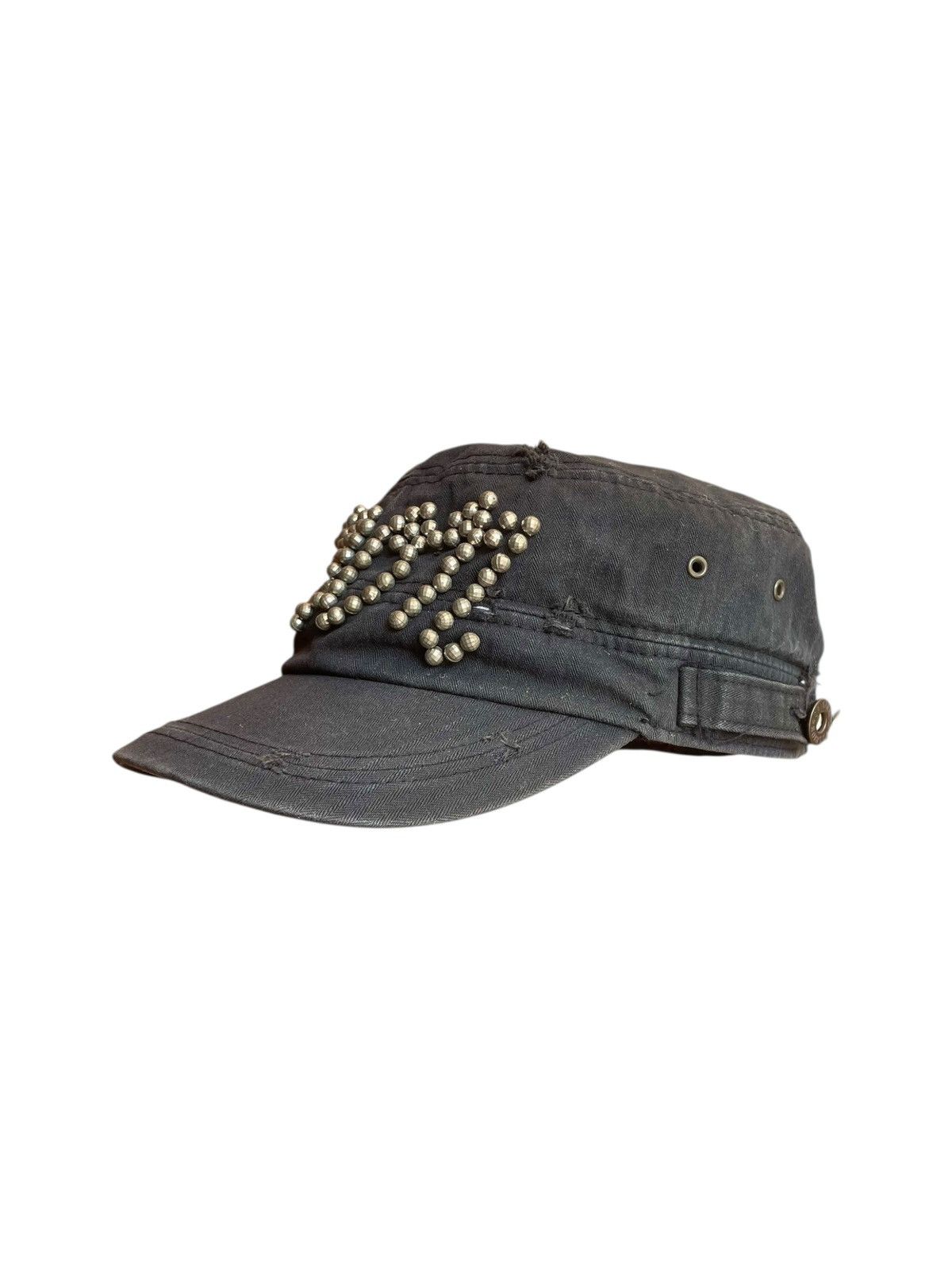 14th Addiction Demon Sun Faded Black Studded Gothic Cadet Hat Punk Size ONE SIZE - 1 Thumbnail