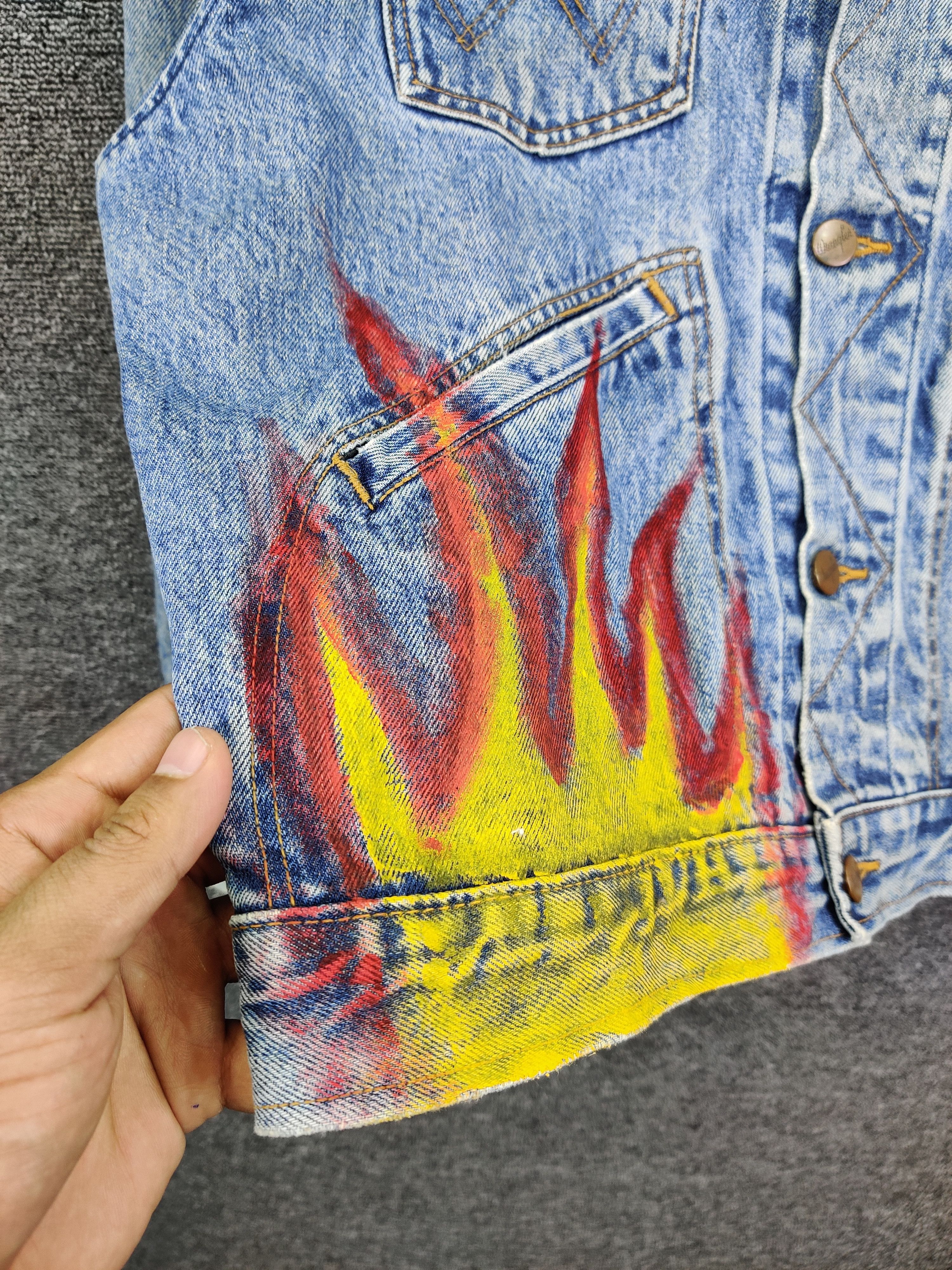 Wrangler Vintage 90s Wrangler 24MJZ Denim Trucker Custom Flare Jacket Size US L / EU 52-54 / 3 - 10 Thumbnail