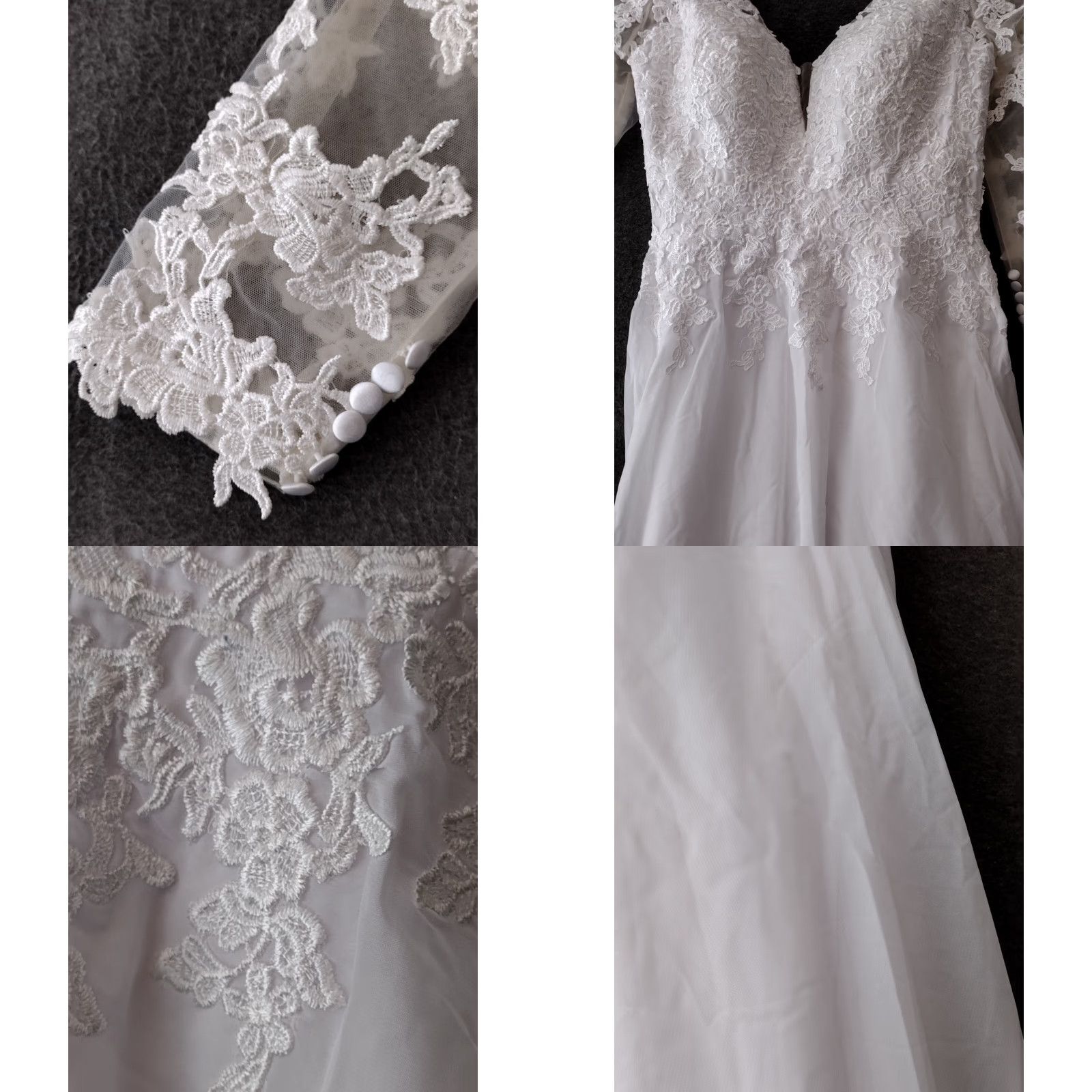 Vintage Chong Xiao V-Neck Wedding Dresses Chiffon White/ivory Lace Applique Bridal Gown Size ONE SIZE - 8 Thumbnail