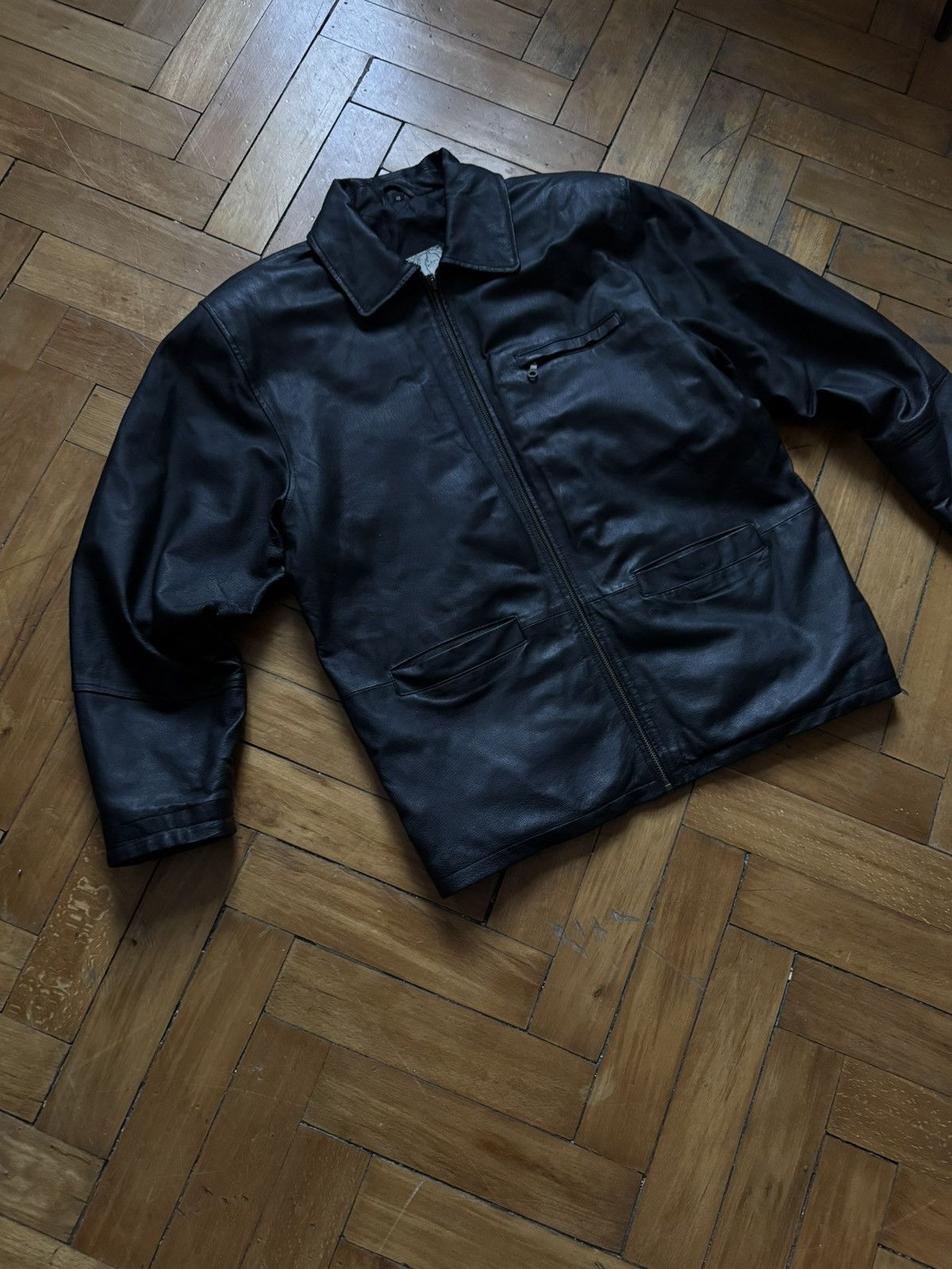 Leather Vintage Black Leather Jacket – Size 46 (Fits Like L) Size US M / EU 48-50 / 2 - 3 Thumbnail
