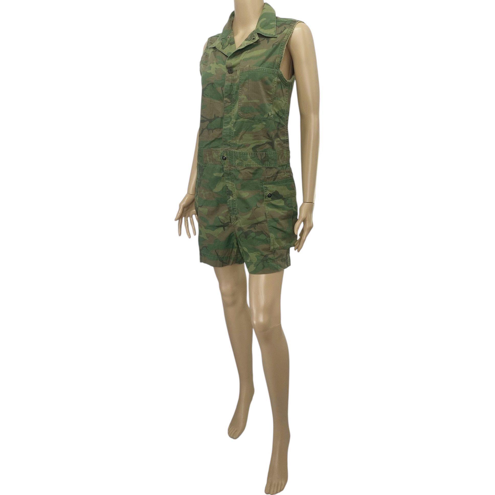RRL Ralph Lauren Camo Cotton Ripstop Shortall Romper Size XS / US 0-2 / IT 36-38 - 3 Thumbnail