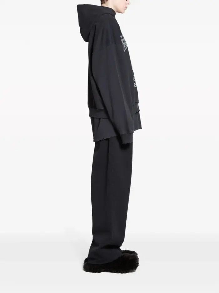 Balenciaga o1srvl11e0526 DIY College Hoodie Medium Fit in Black Size US XXL / EU 58 / 5 - 3 Thumbnail