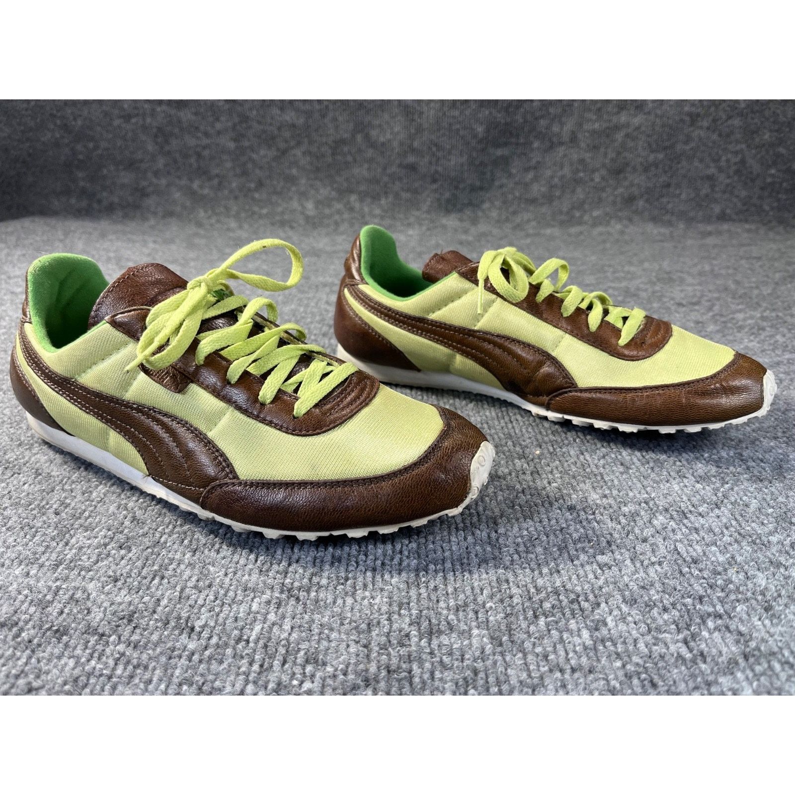 Puma Unique! VTG Puma Womens Shoes Lime Green / Brown Leather 9.5 Size US 9.5 / IT 39.5 - 3 Thumbnail