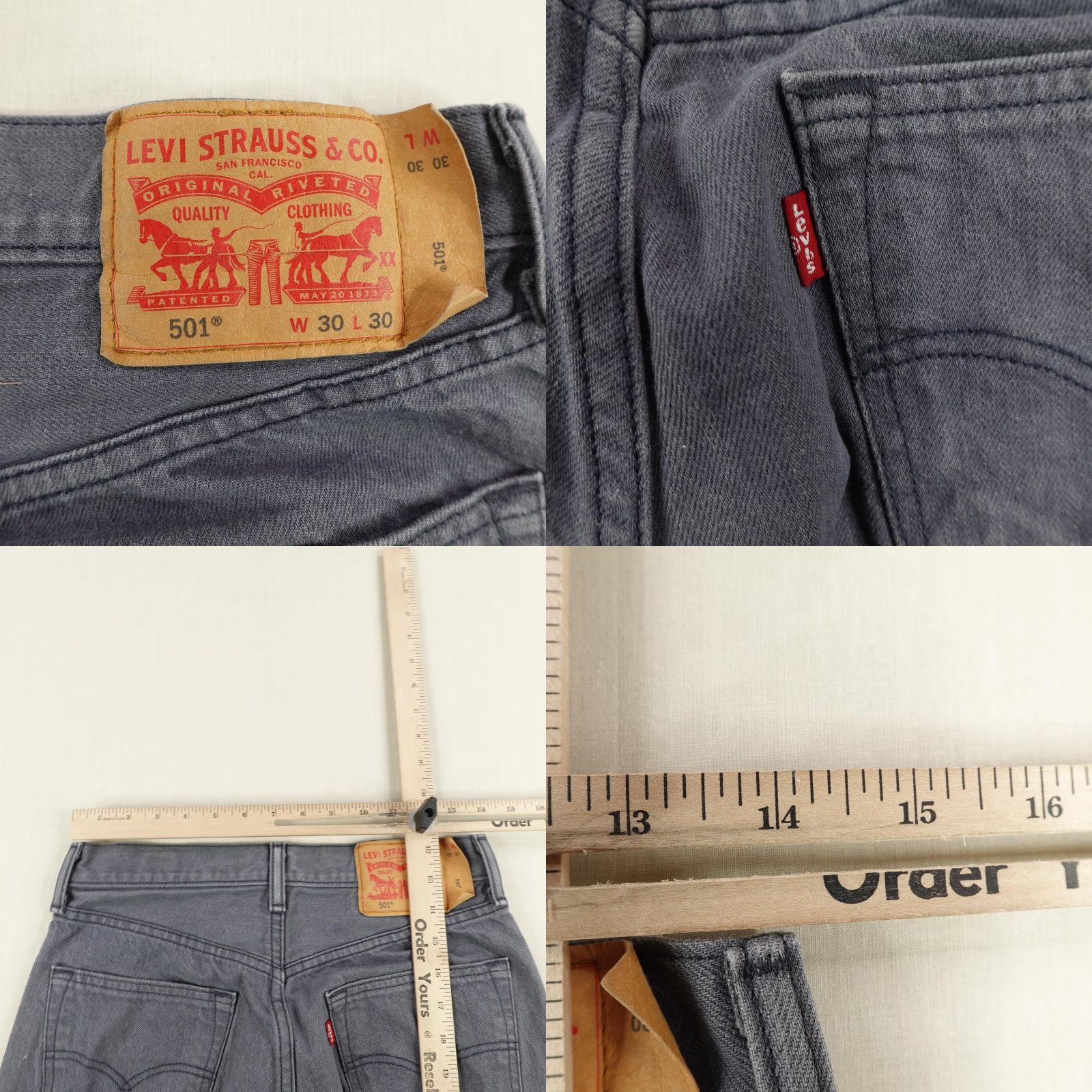 Levi's Levi's 501 Jeans Mens 30x30 Gray Straight Leg Cotton Button Fly White Oak Cone Denim Size US 30 / EU 46 - 8 Thumbnail