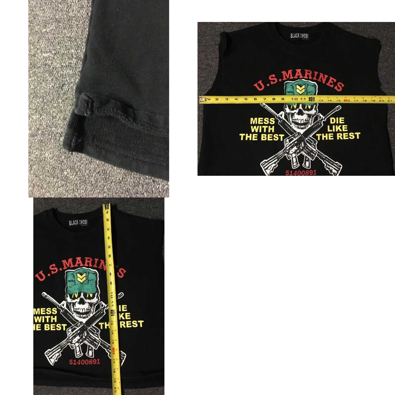 Vintage VINTAGE US Marines Mess With the Best Crop Sleeveless Sweatshirt M Army Grunge 90s Women Black Chobi Shirt Adult M Black Size M / US 6-8 / IT 42-44 - 8 Thumbnail