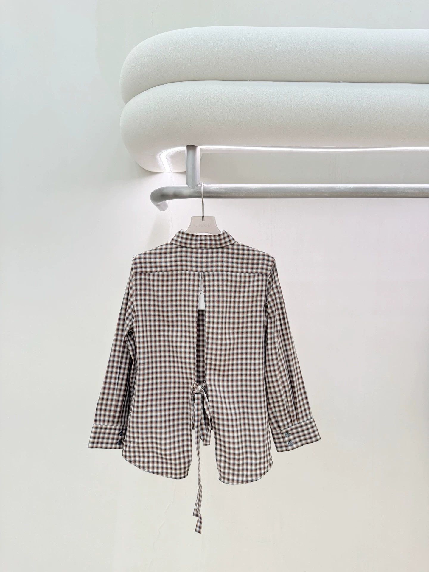 Loewe Loewe brown check shirt back slit tie 34 99new Size XS / US 0-2 / IT 36-38 - 2 Thumbnail