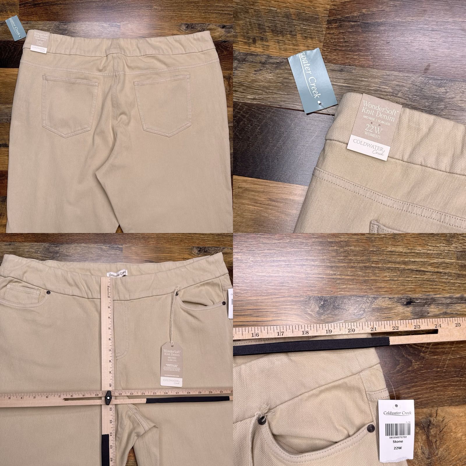 Coldwater Creek Coldwater Creek Jegging Womens 22W Stone Mod Rise Knit Denim Pull On Slim 5-Pocket Brown Cotton Spandex Womens Plus Jeans Size 40" / US 18 - 9 Thumbnail