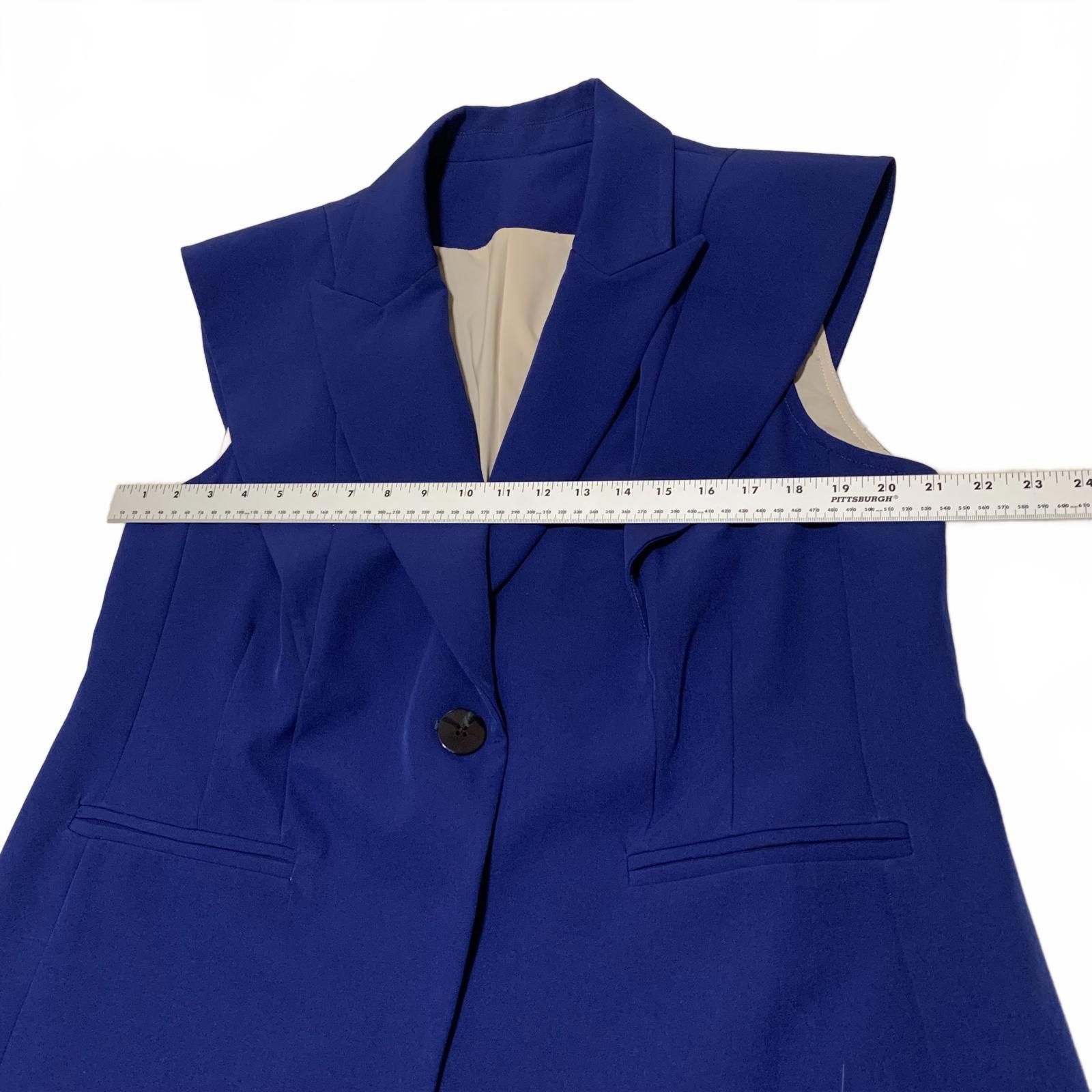 Unknown London Tailored Women's Sleeveless Lined Royal Blue Blazer Jacket Size M / US 6-8 / IT 42-44 - 5 Thumbnail
