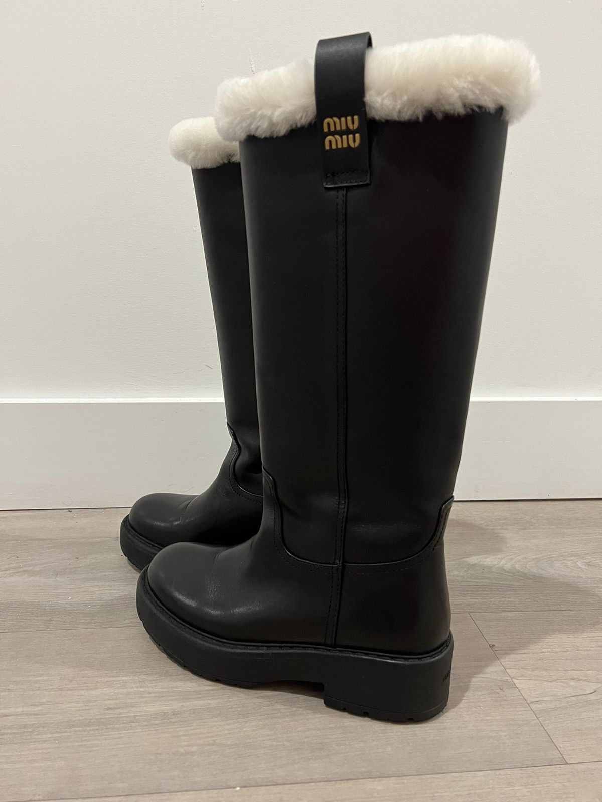 Miu Miu Miu Miu Shearling-lined leather boots Size US 10 / IT 40 - 4 Thumbnail
