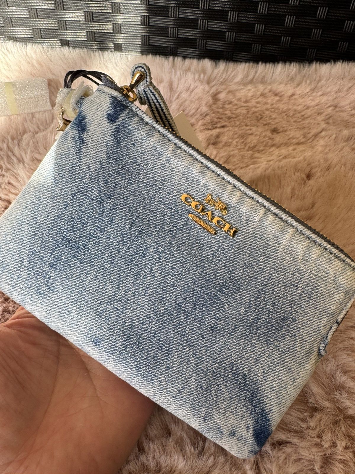 Coach NWT Coach Corner Zip Wristlet Loved Denim With Charms CEF82 Size ONE SIZE - 4 Thumbnail