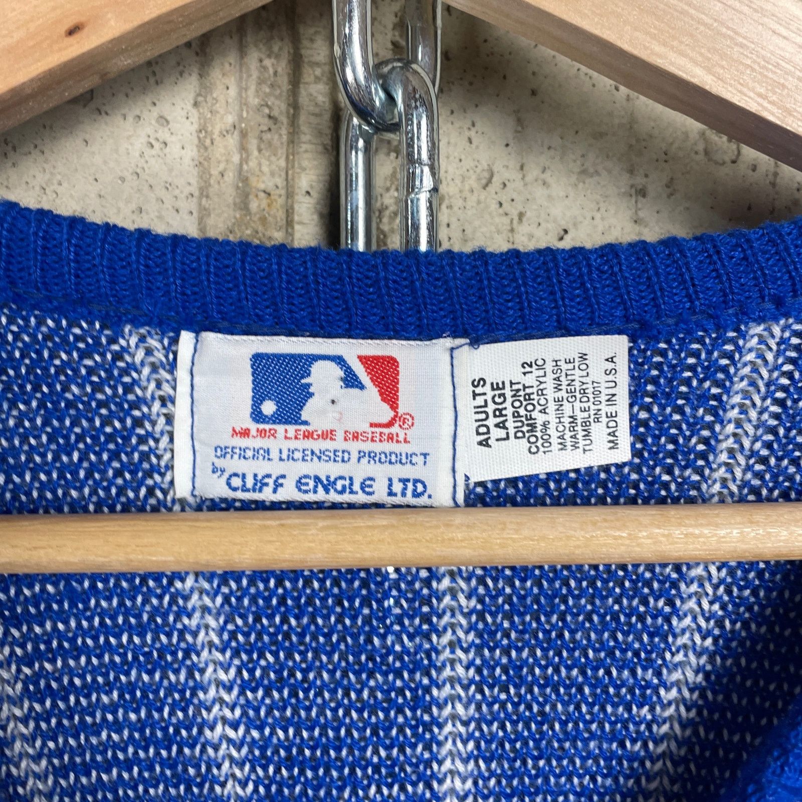 MLB VTG Chicago Cubs Pinstripe Cliff Engle USA Made Lrg 80s Knit Size US L / EU 52-54 / 3 - 3 Thumbnail