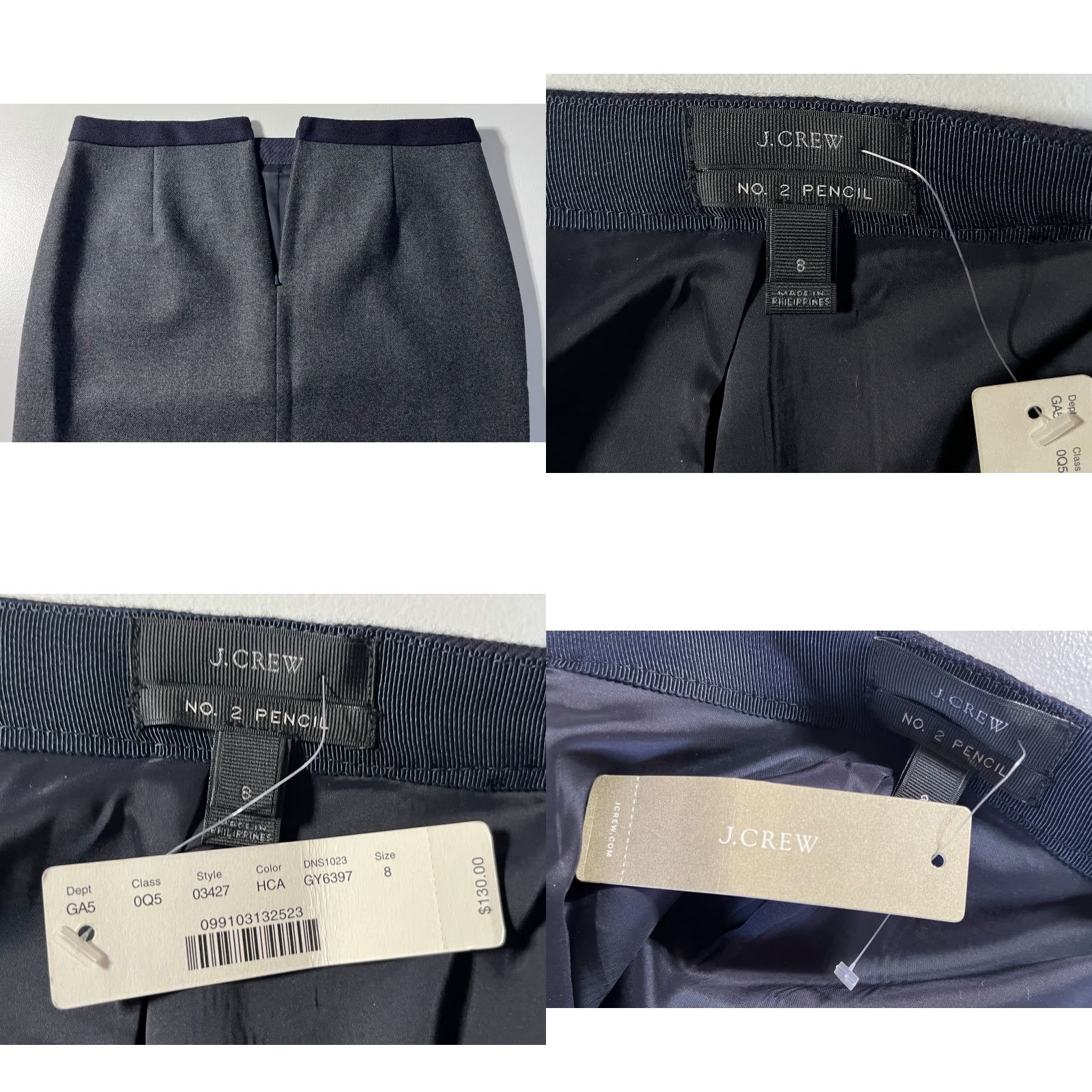J.Crew J.CREW No. 2 Pencil Wool Skirt Lined Gray 8 Womens Skirt Knee Length Pencil 100% Wool NWT 2013 Fall City Business Casual Side Panels Dry Clean Only Size 30" / US 8 / IT 44 - 8 Thumbnail