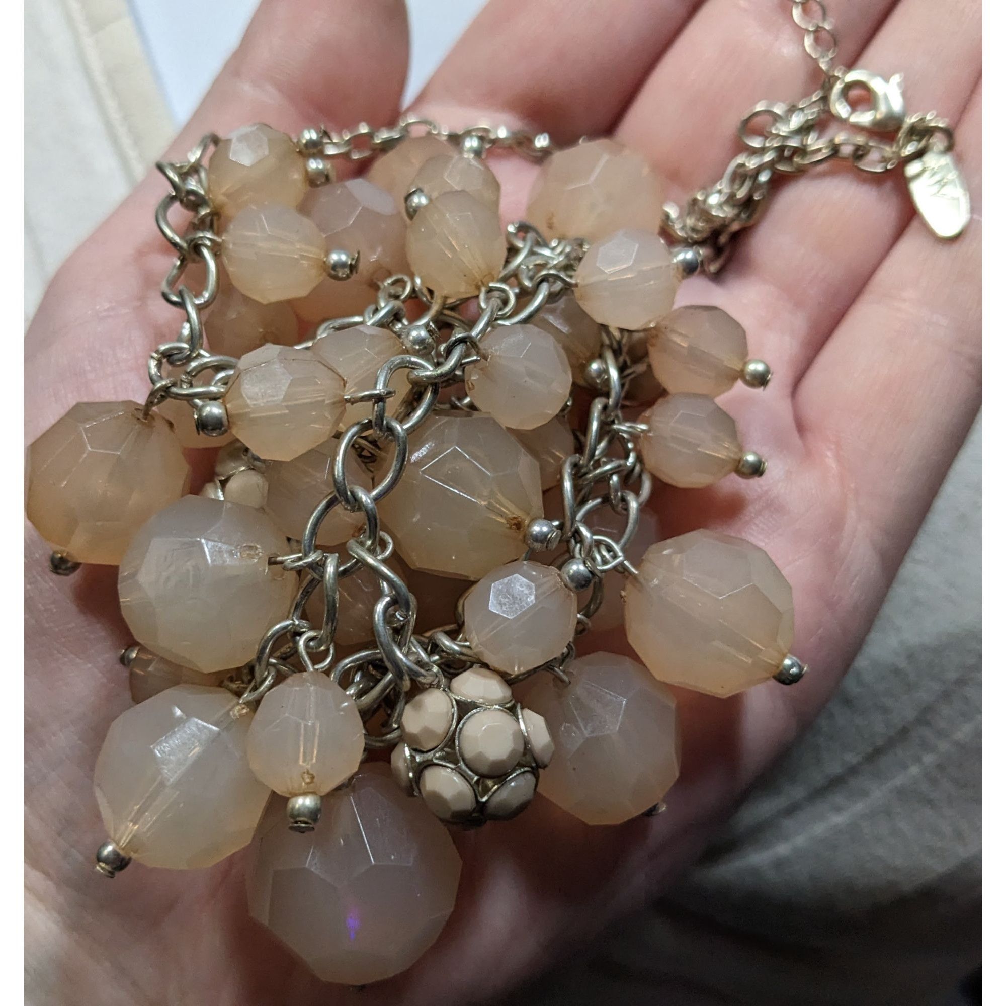 Other NY Collection Y2K Chunky Silver Peach Beaded Cluster Stateme Size ONE SIZE - 5 Thumbnail
