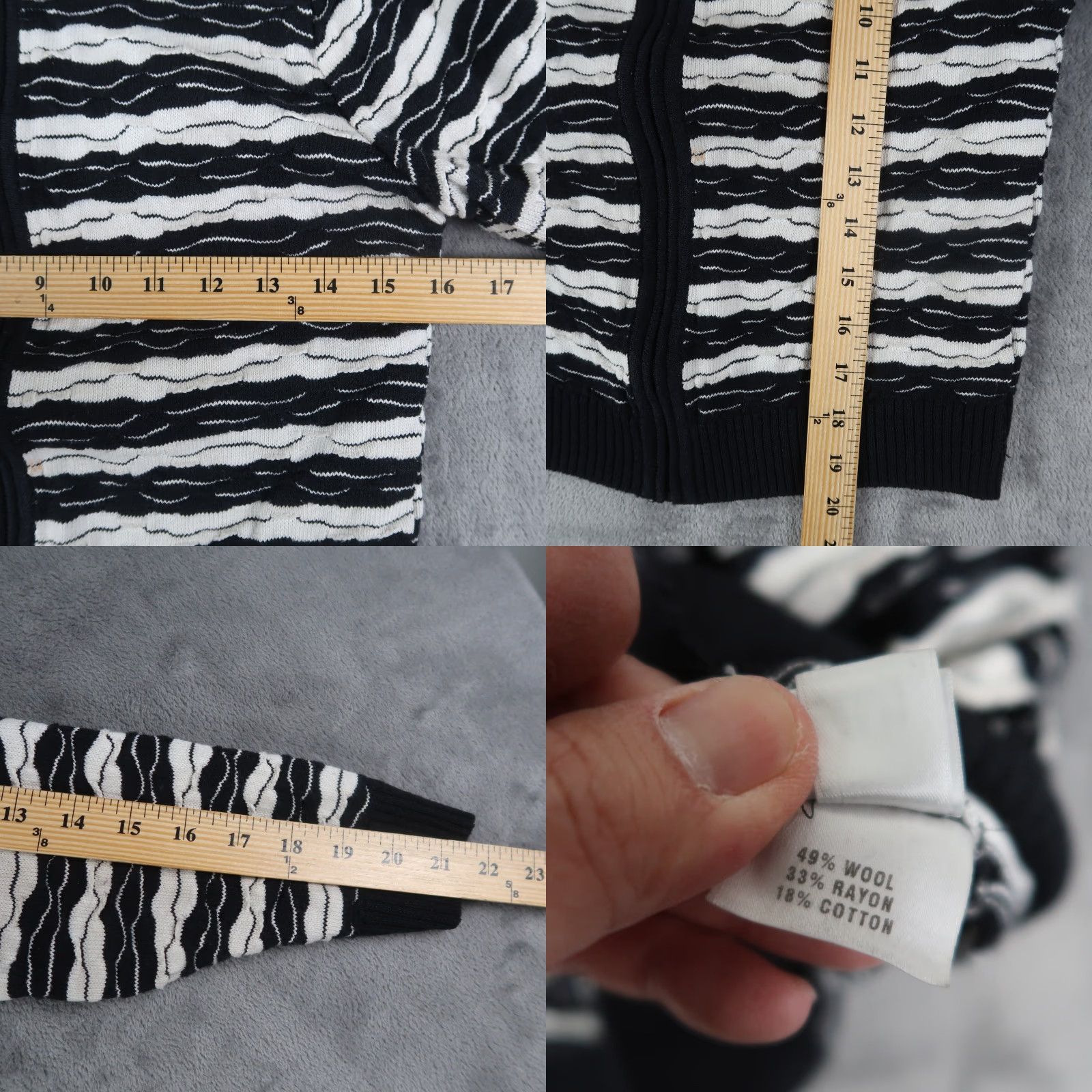 St. John VINTAGE St. John Women's Knit Jacket Short S Black White Striped Wool Rayon Cotton 90s Fashion Size S / US 4 / IT 40 - 8 Thumbnail