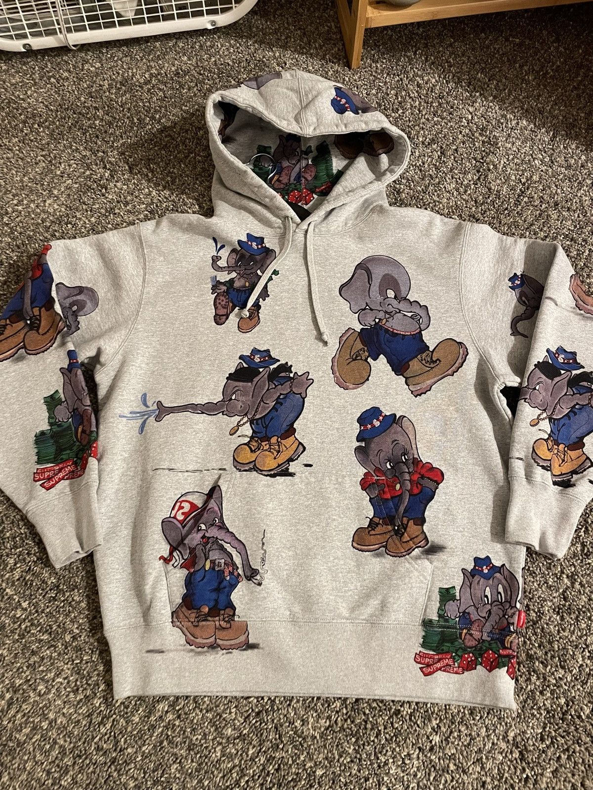 image of Supreme Elephant Hooded Sweatshirt in Grey, Men's (Size Small)