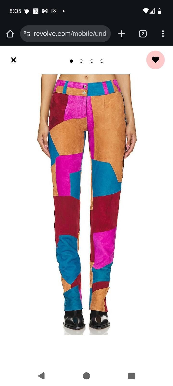 Designer NWT Understated Leather 70s Multi Color Patch Pants Sz SX Size 26" / US 2 / IT 38 - 1 Thumbnail