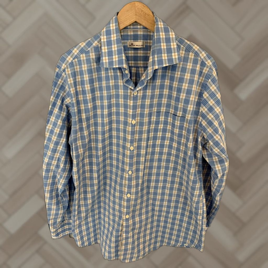 Peter Millar Peter Millar Plaid Long Sleeve Button-Front Shirt Men’s Large Blue Tan Blue Tan Plaid Long Sleeve Button-Up Shirt Mens Large Size US L / EU 52-54 / 3 - 1 Thumbnail